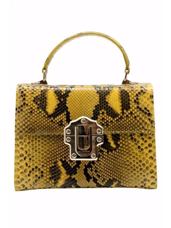 POLETTO  HAKİKİ YILAN/HAKİKİ DERİ SARI Çanta EL Tutmalı CNT 814 V2 YLN