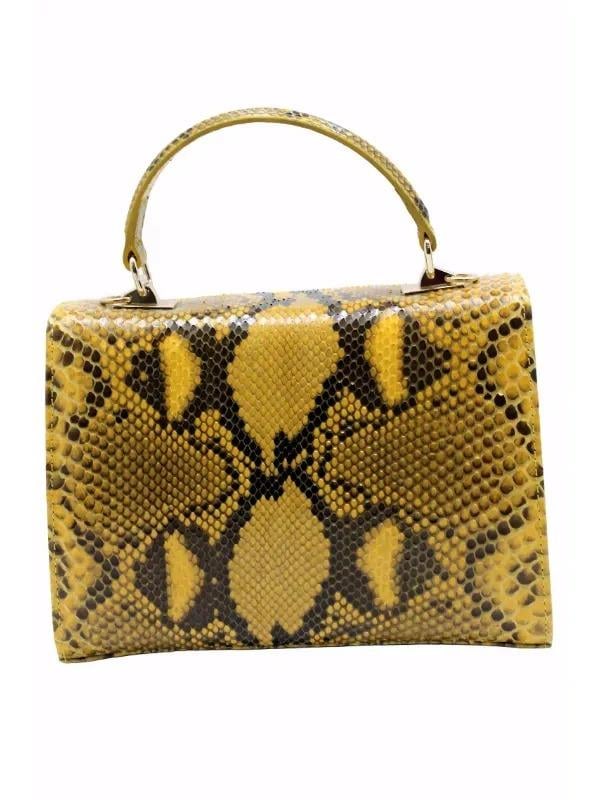 POLETTO  HAKİKİ YILAN/HAKİKİ DERİ SARI Çanta EL Tutmalı CNT 814 V2 YLN