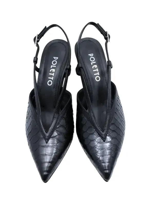 POLETTO  HAKİKİ YILAN/HAKİKİ DERİ SIYAH Ayakkabı Stiletto 9841 95 YLN