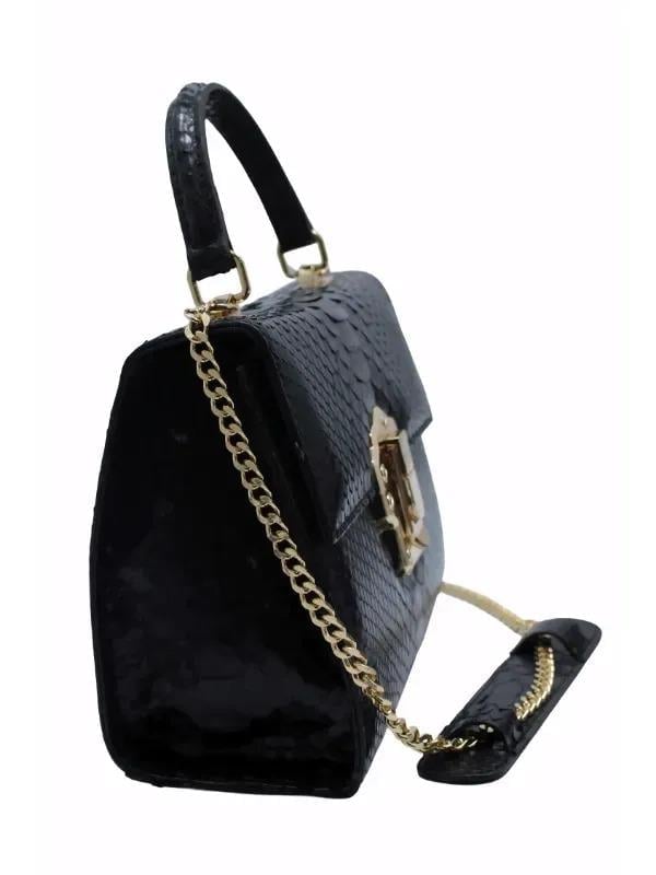 POLETTO  HAKİKİ YILAN/HAKİKİ DERİ SIYAH Çanta EL Tutmalı CNT 814 V2 YLN