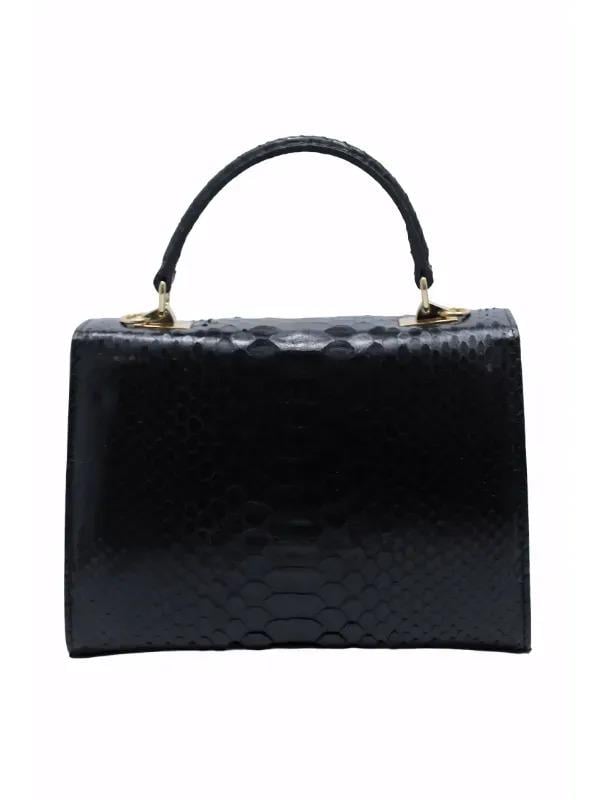 POLETTO  HAKİKİ YILAN/HAKİKİ DERİ SIYAH Çanta EL Tutmalı CNT 814 V2 YLN