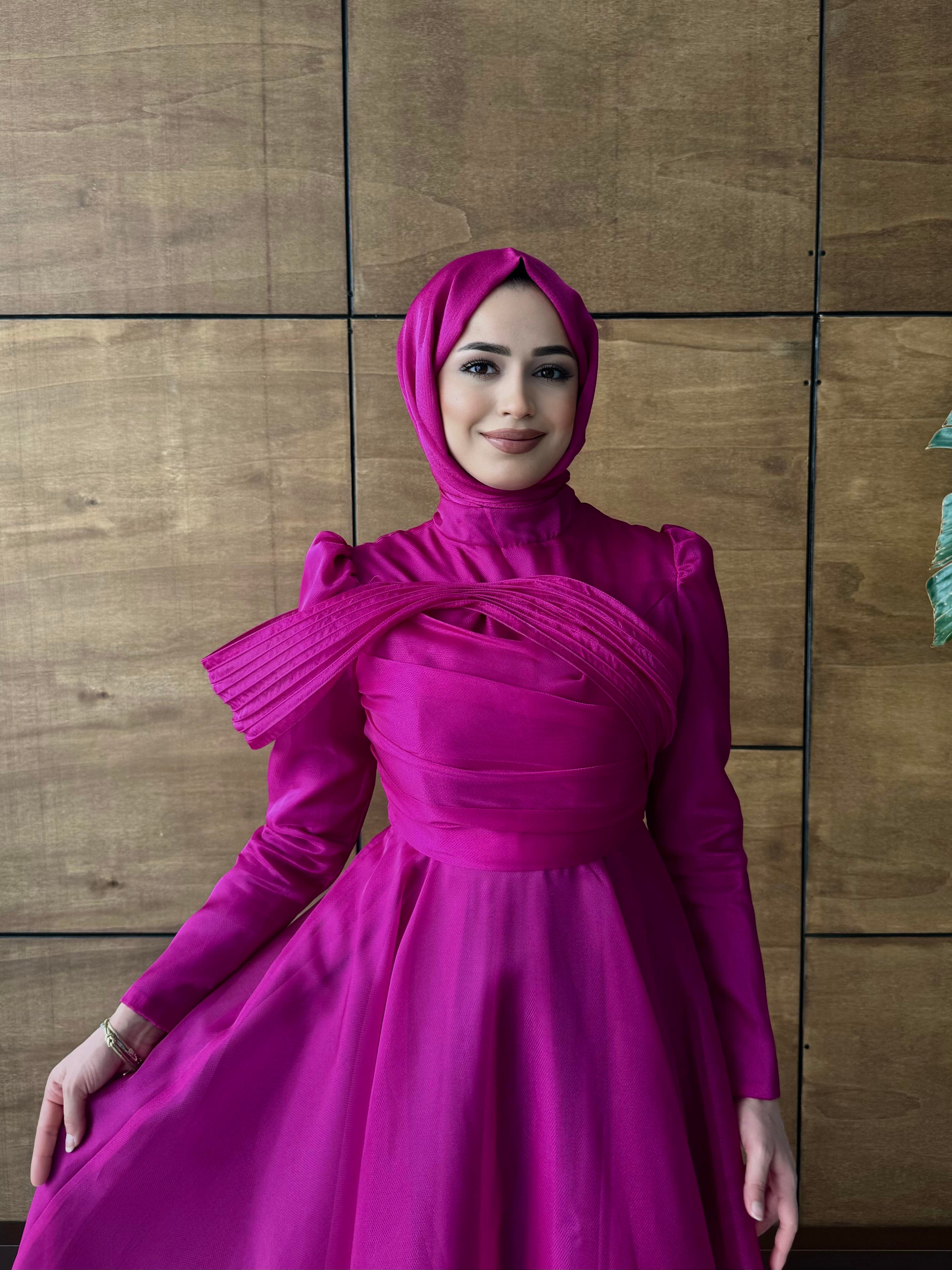 BEYHAN BUTİKFatma Abiye Fuşya