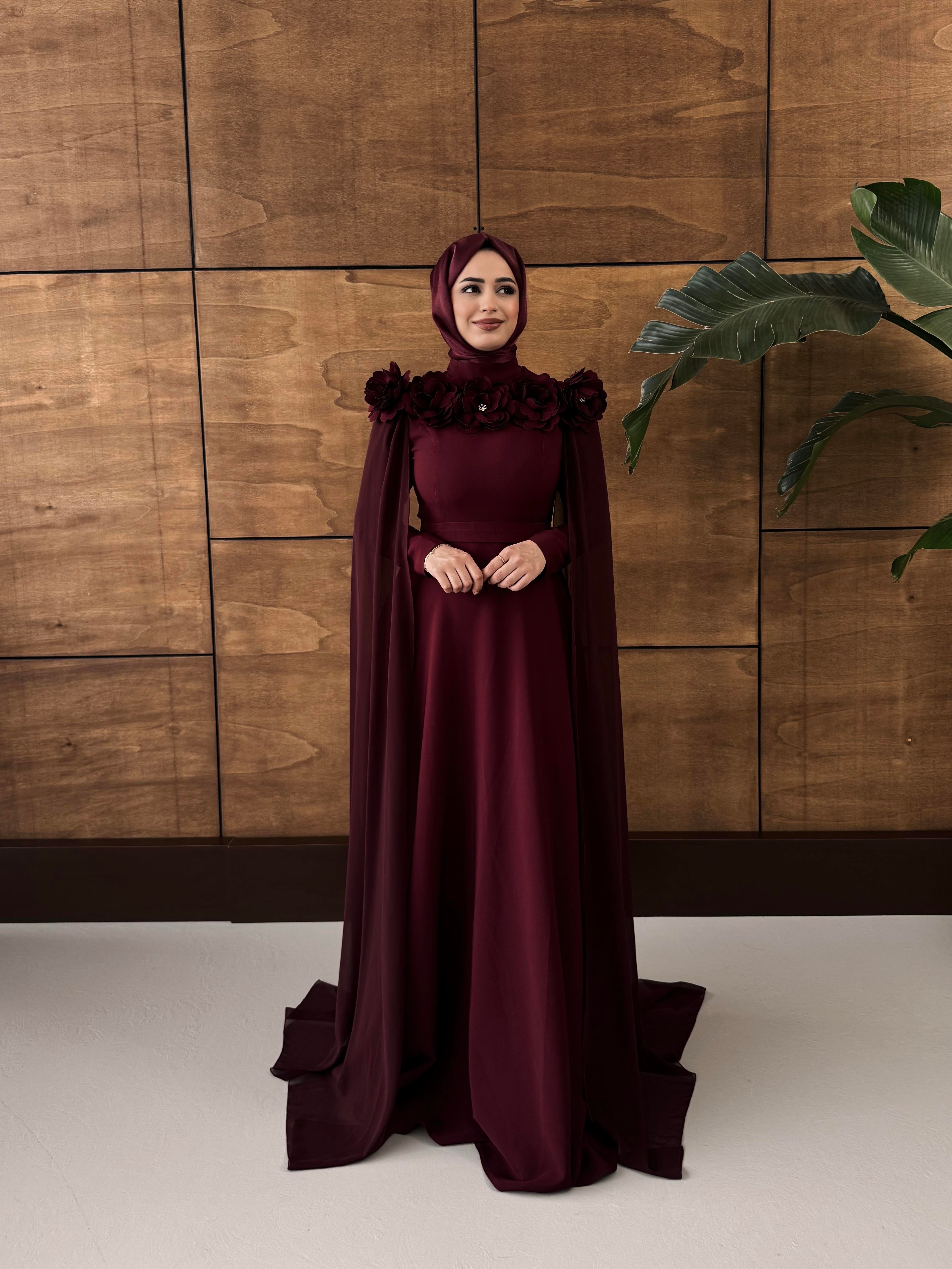 BEYHAN BUTİKGüllü Abiye Bordo