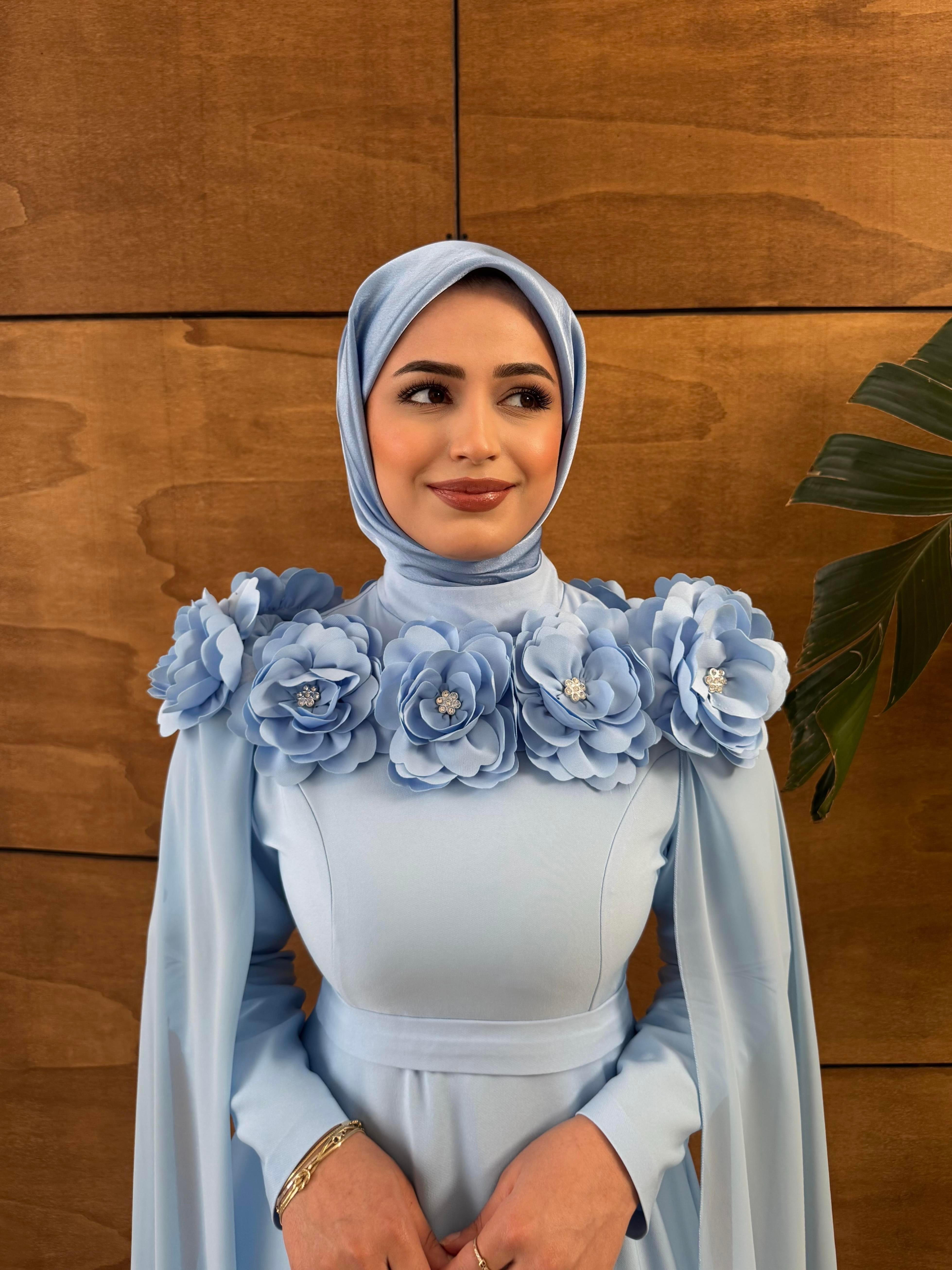 BEYHAN BUTİKGüllü Abiye Mavi