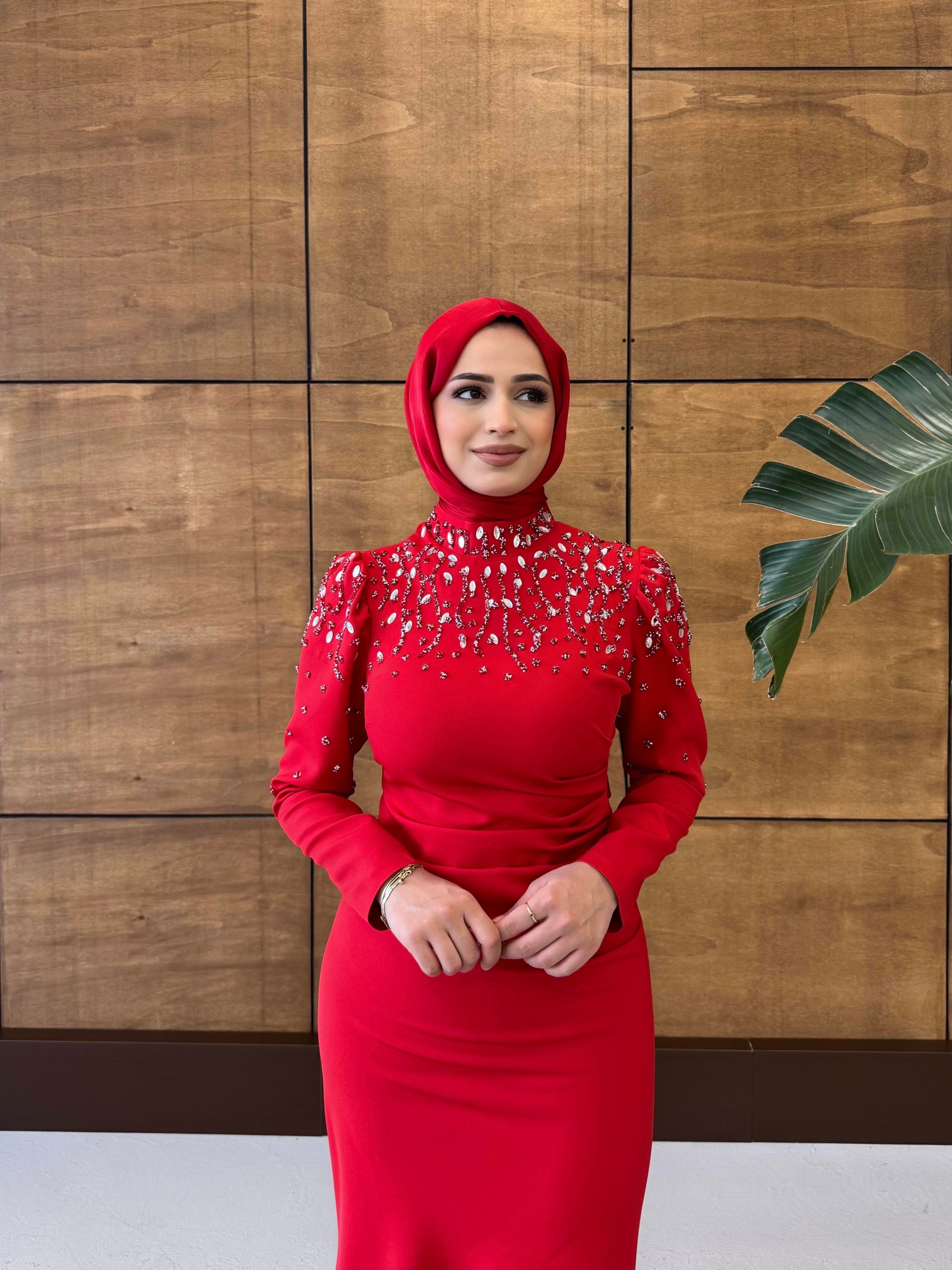 BEYHAN BUTİKNarin Abiye Kırmızı