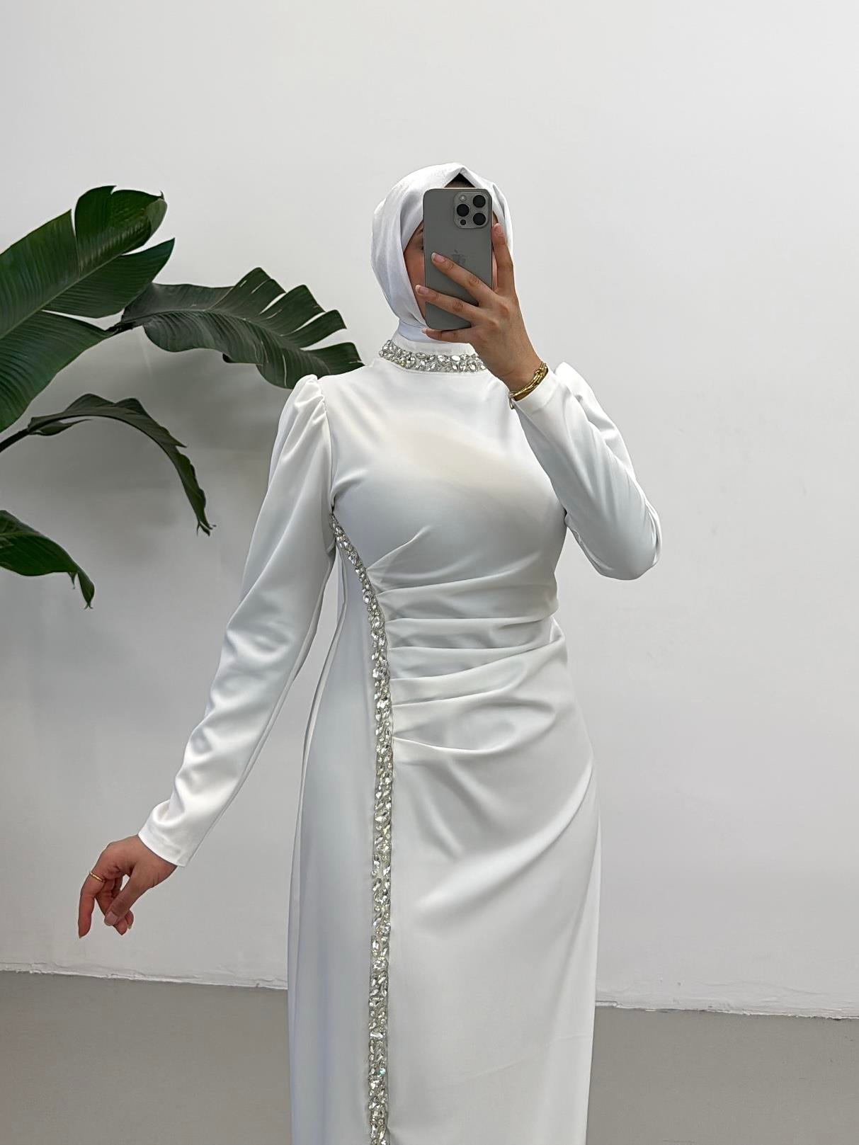 BEYHAN BUTİKSafir Abiye Beyaz