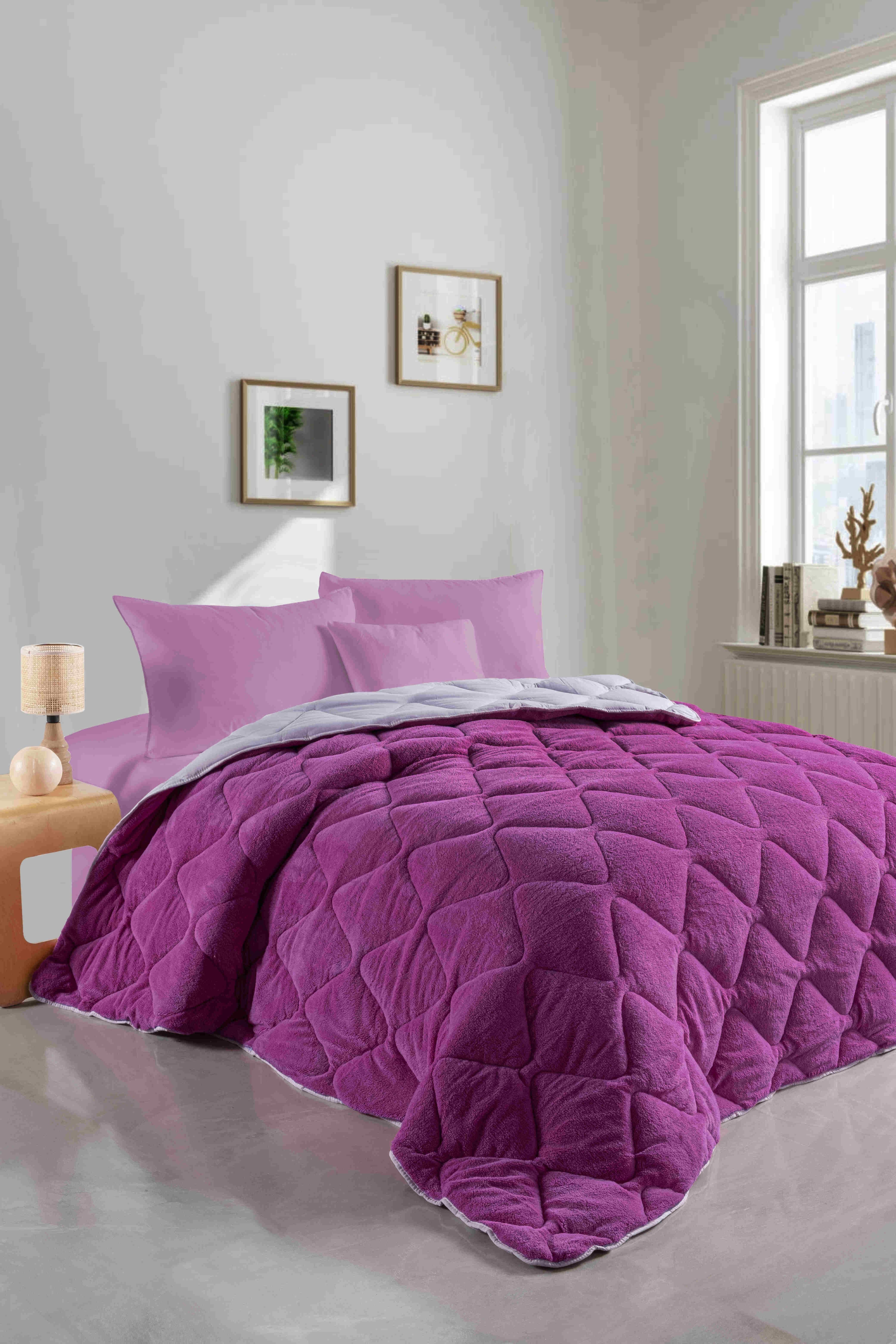 Çift Kişilik Wellsoft Mor Yorgan Seti /195x215 cm