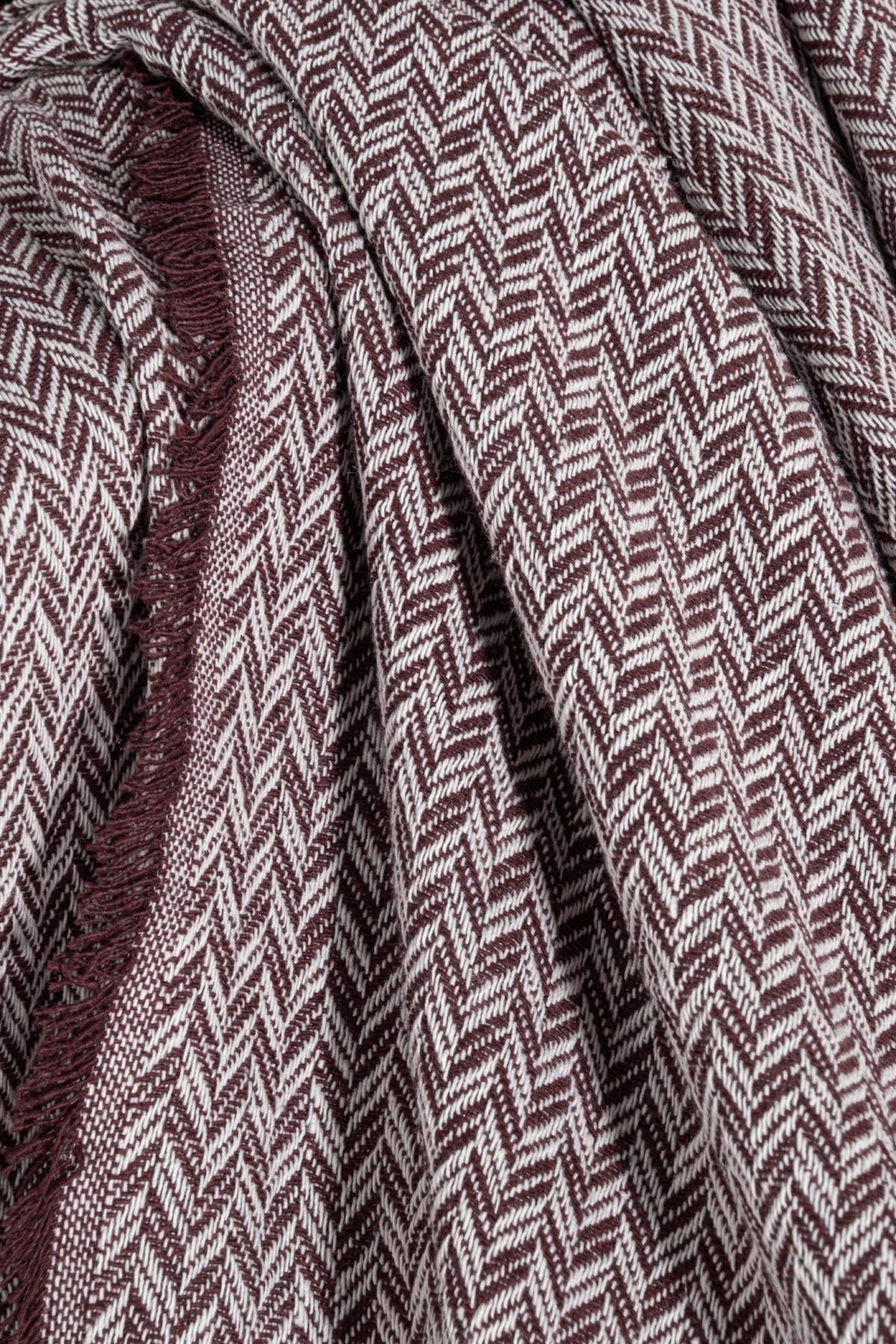Pamuklu Çift Kişilik Saçaklı Koltuk Şalı Bordo 175x210 cm