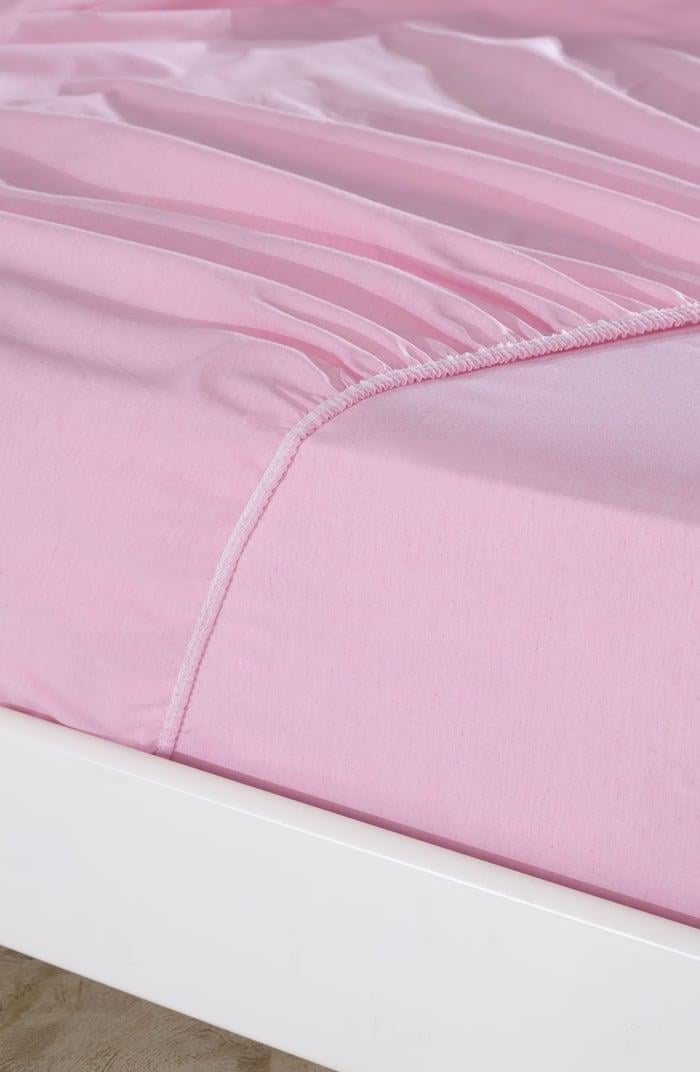 Tek Kişilik 120x200Cm Pamuklu Lastikli Çarşaf Seti / Pembe
