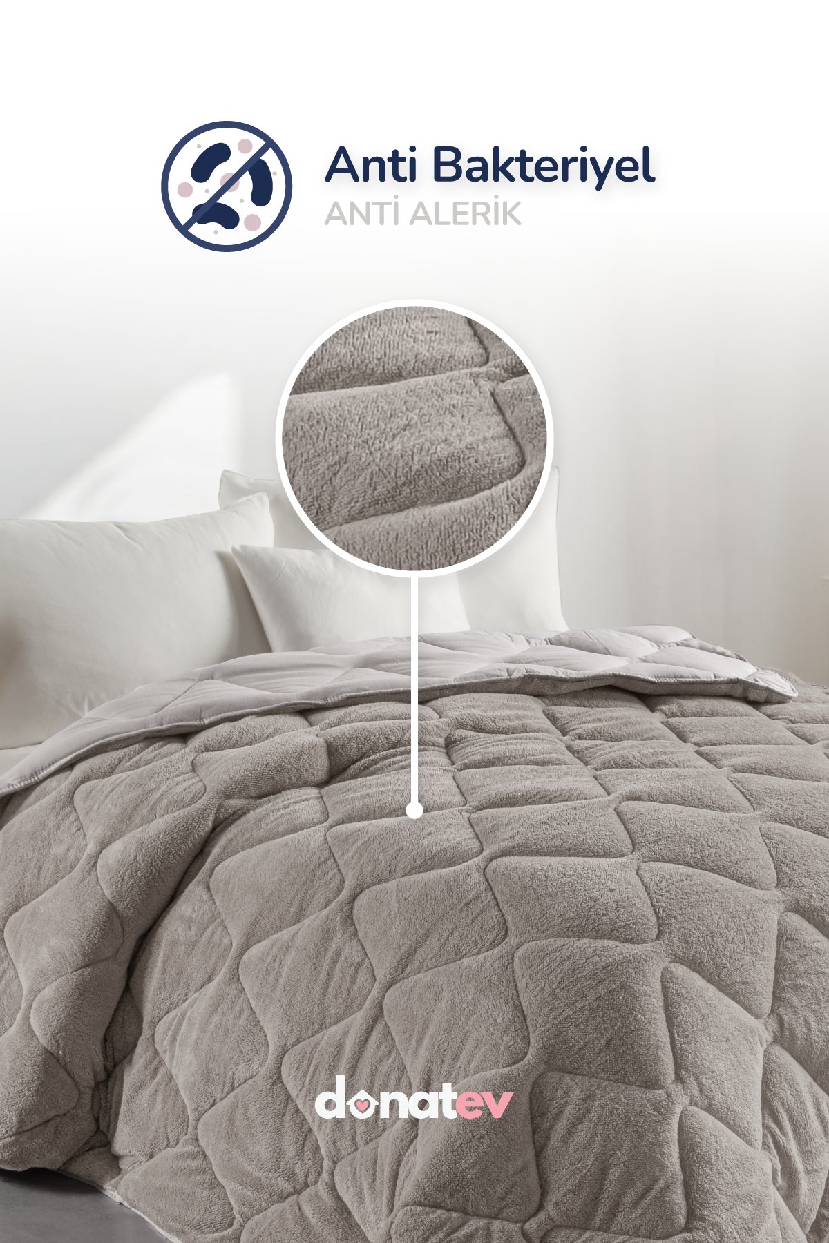 Tek Kişilik Wellsoft Bej Yorgan Seti /155x215cm