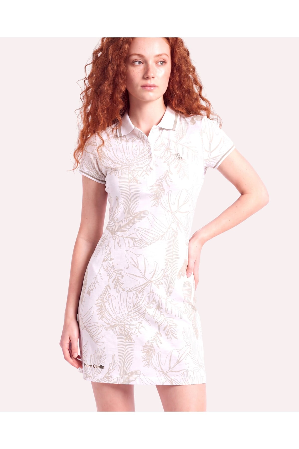 Desen Detaylı Slim Fit Kadın Polo Yaka Elbise