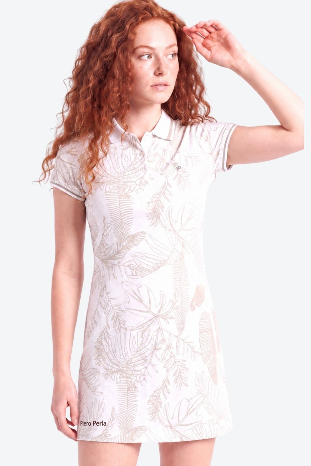 Desen Detaylı Slim Fit Kadın Polo Yaka Elbise