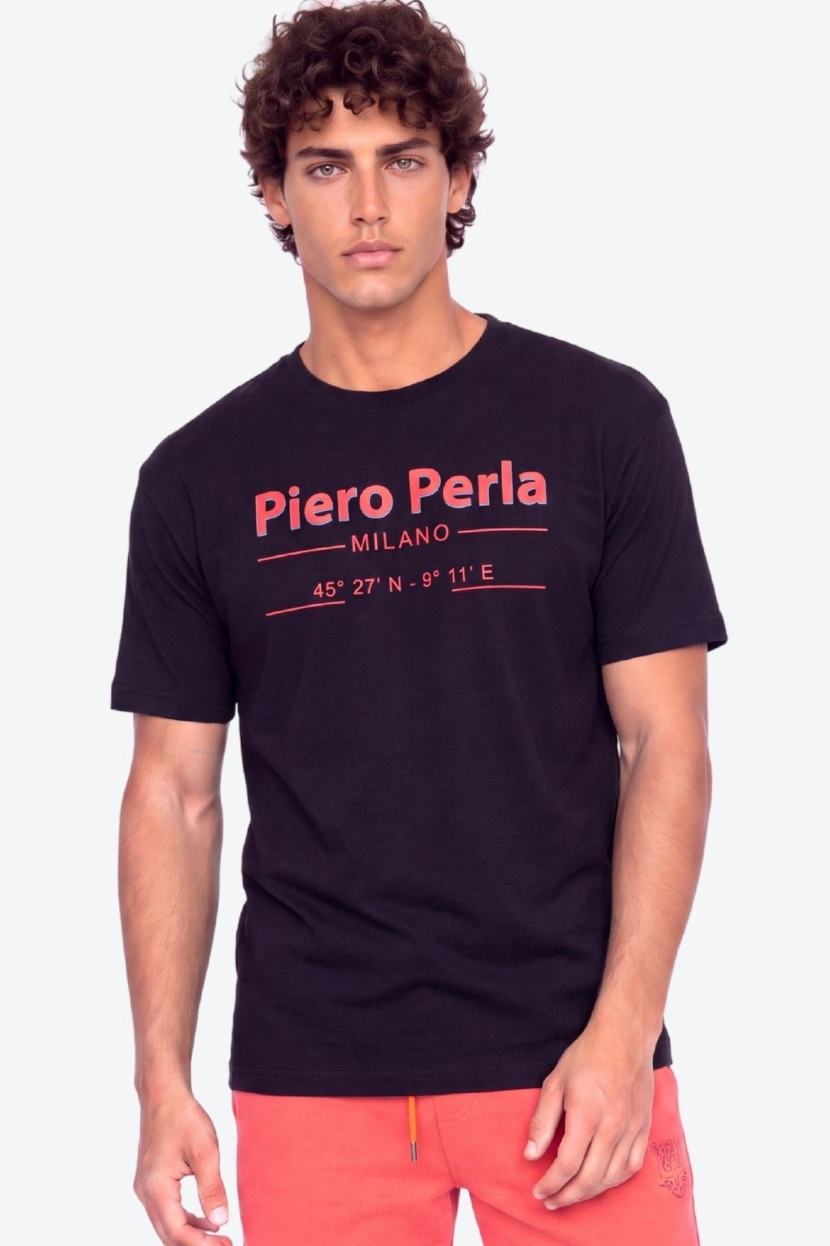 Erkek Bisiklet Yaka Milano Koordinat Baskı Detaylı Oversize Fit T-Shirt