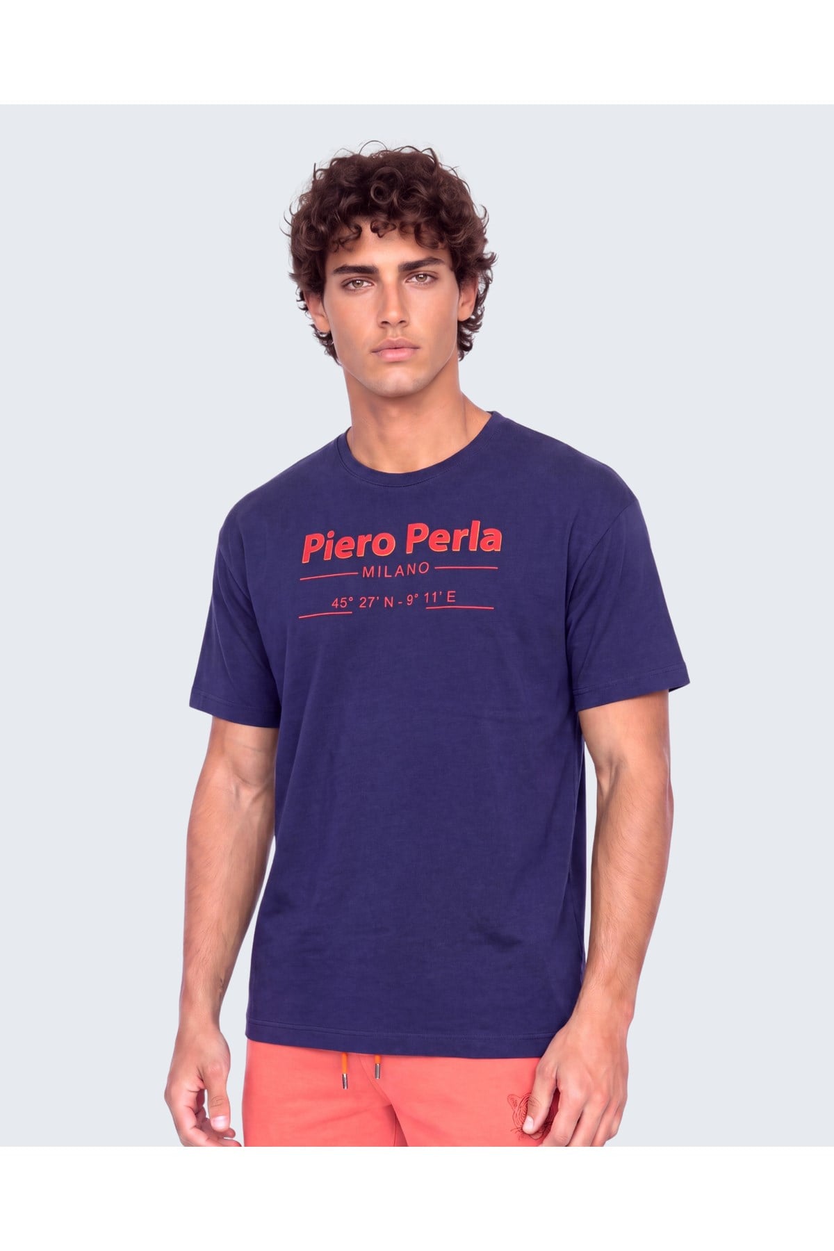 Erkek Bisiklet Yaka Milano Koordinat Baskı Detaylı Oversize Fit T-Shirt