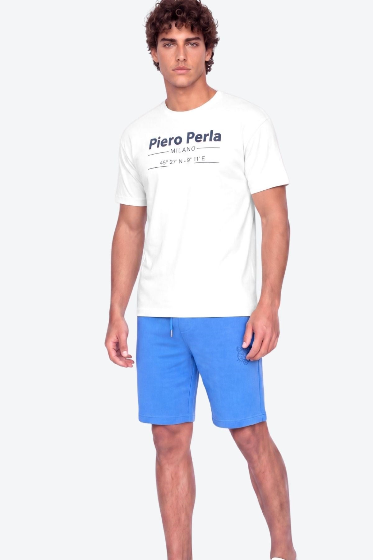 Erkek Bisiklet Yaka Milano Koordinat Baskı Detaylı Oversize Fit T-Shirt