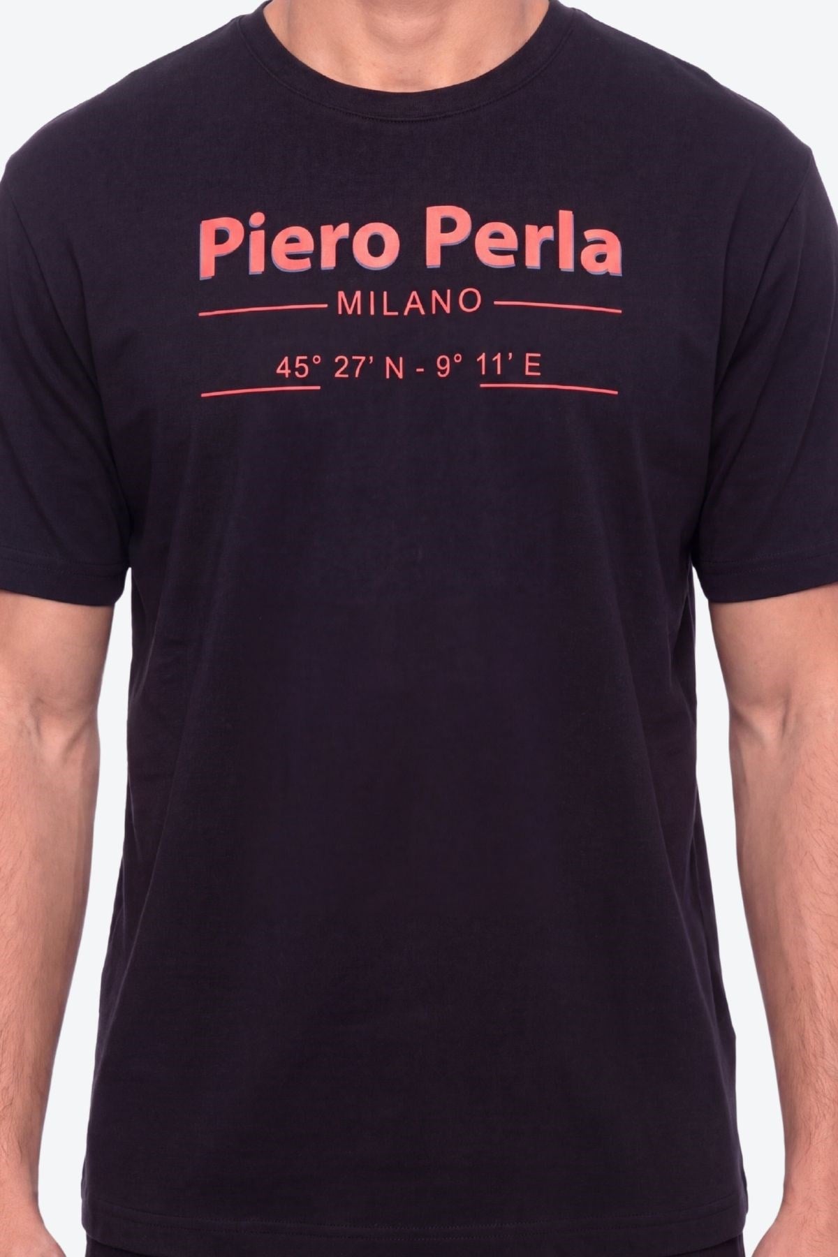 Erkek Bisiklet Yaka Milano Koordinat Baskı Detaylı Oversize Fit T-Shirt