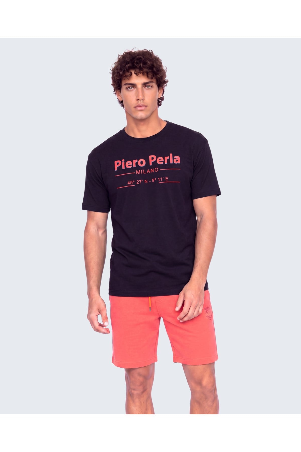 Erkek Bisiklet Yaka Milano Koordinat Baskı Detaylı Oversize Fit T-Shirt