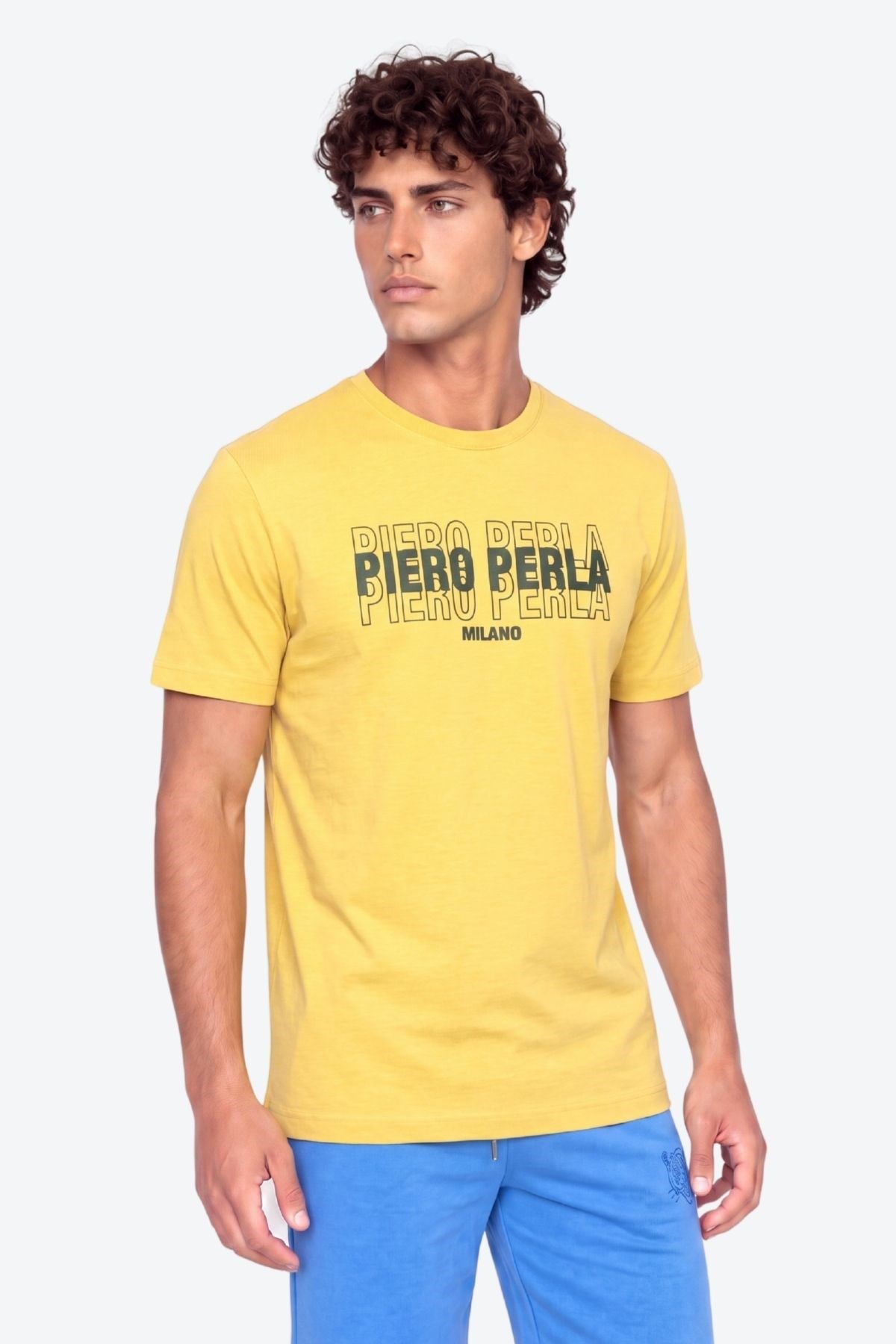 Erkek Bisiklet Yaka Yüksek Baskı Detaylı Regular Fit T-Shirt