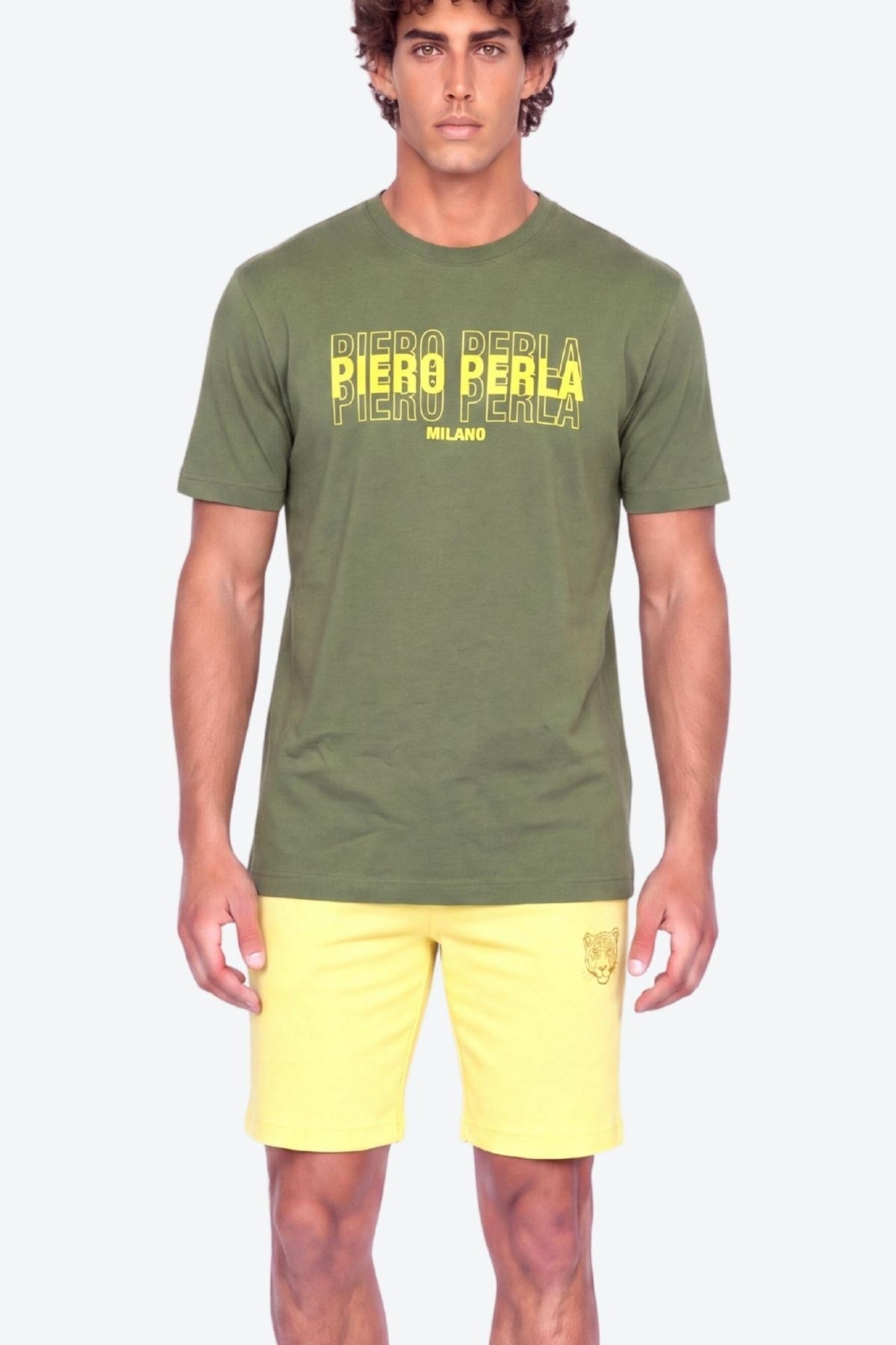 Erkek Bisiklet Yaka Yüksek Baskı Detaylı Regular Fit T-Shirt