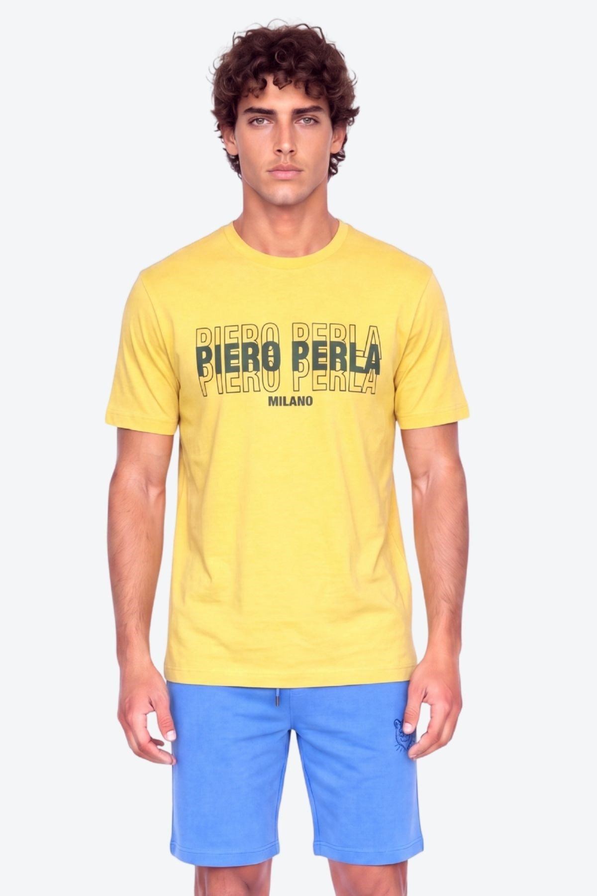 Erkek Bisiklet Yaka Yüksek Baskı Detaylı Regular Fit T-Shirt
