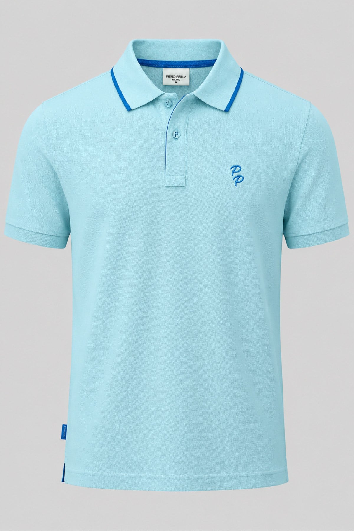 Erkek Eva Nakış Detaylı Ayaksız Triko Yaka Slim Fit Kıvrılmaz Yaka Polo T-Shirt