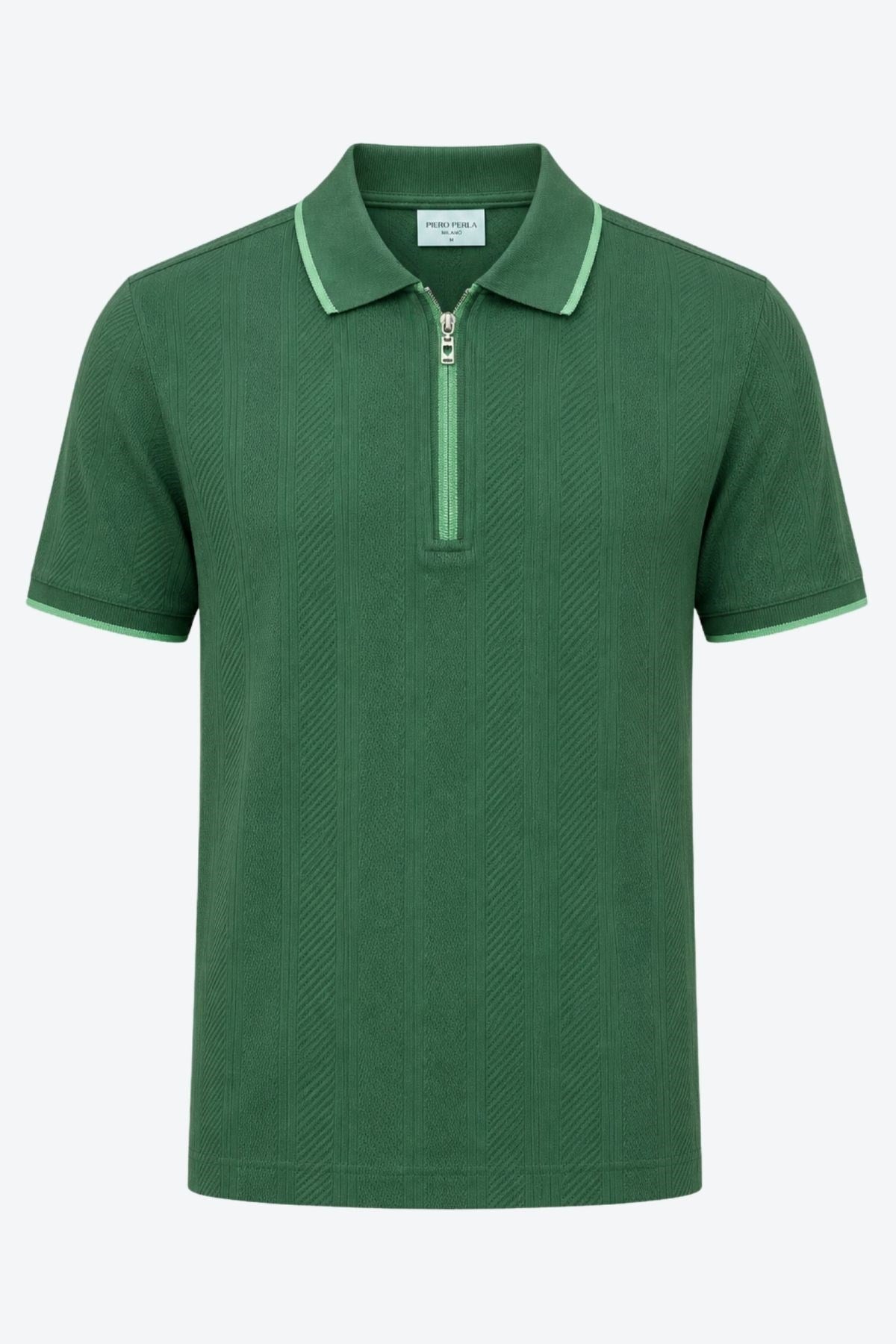 Erkek Fermuar Detaylı Slim Fit Polo Yaka T-Shirt