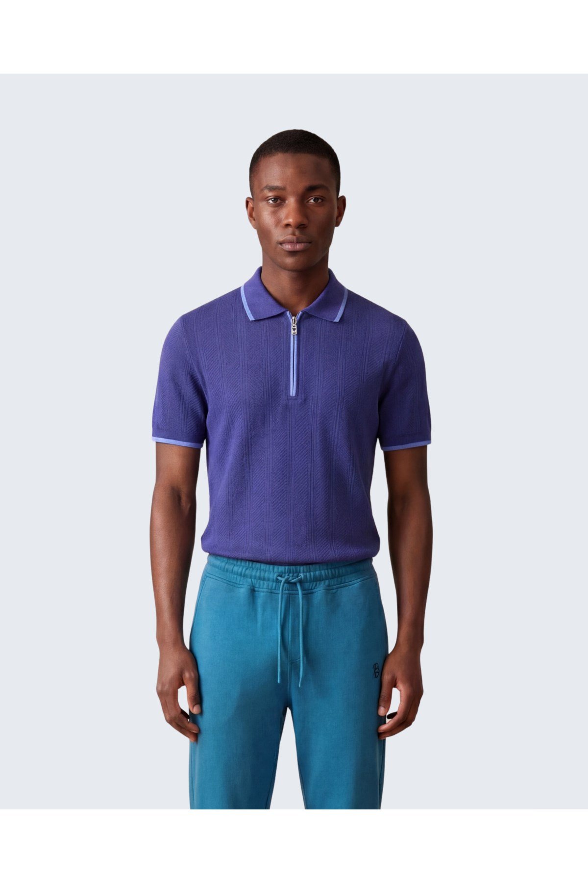 Erkek Fermuar Detaylı Slim Fit Polo Yaka T-Shirt