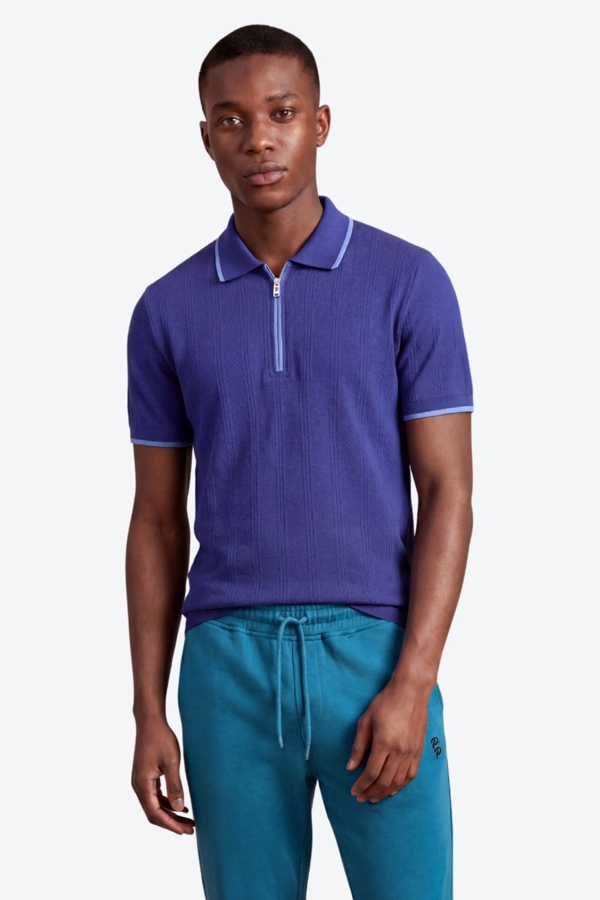 Erkek Fermuar Detaylı Slim Fit Polo Yaka T-Shirt