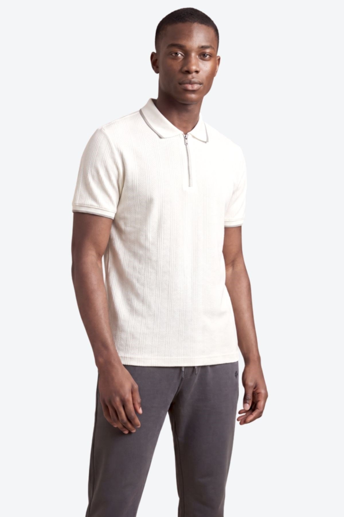 Erkek Fermuar Detaylı Slim Fit Polo Yaka T-Shirt