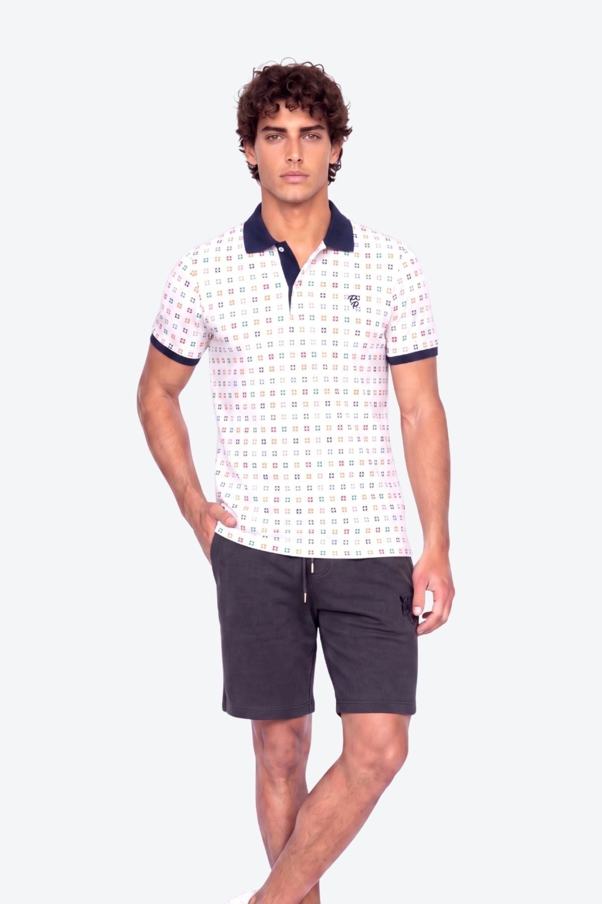 Erkek Metraj Baskı Detaylı Slim Fit Polo Yaka T-Shirt
