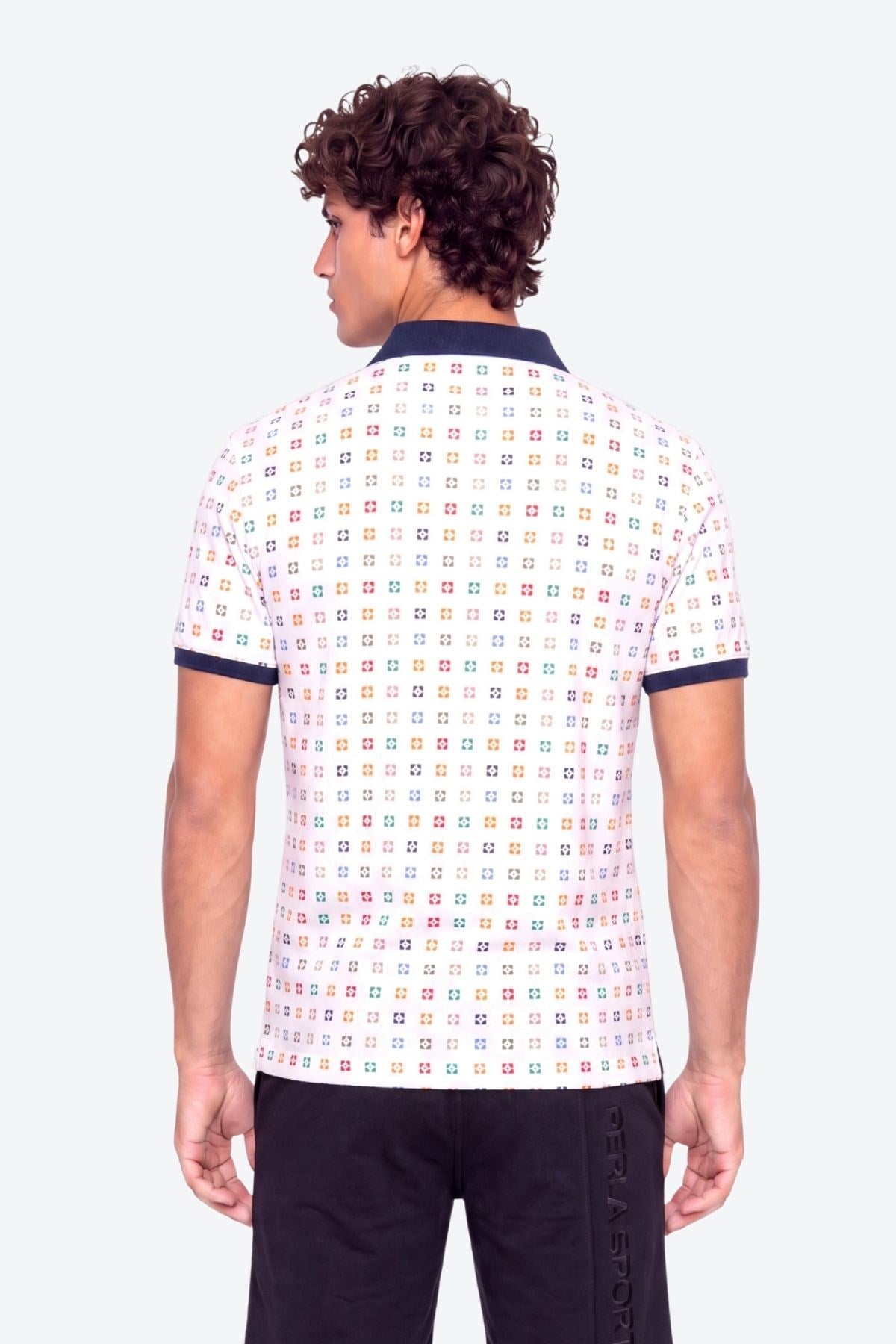 Erkek Metraj Baskı Detaylı Slim Fit Polo Yaka T-Shirt