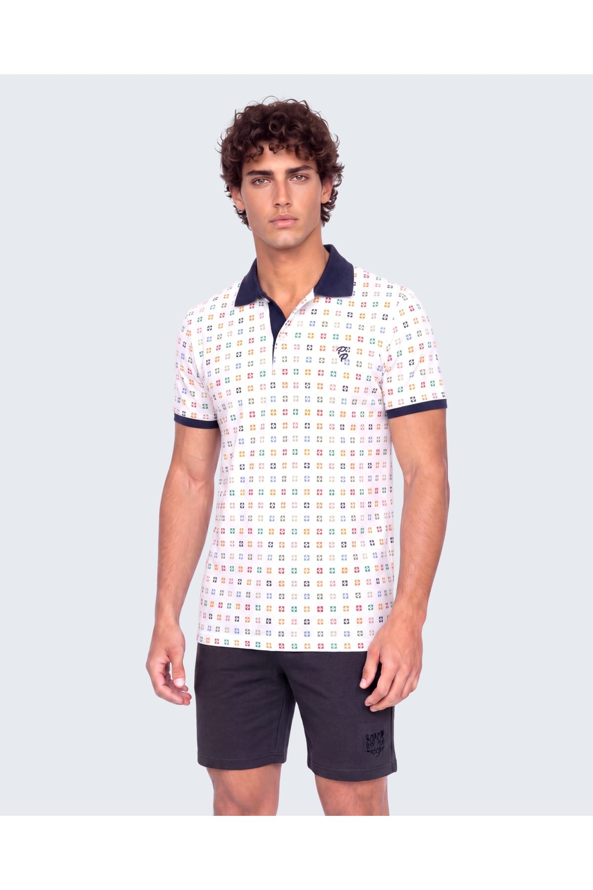 Erkek Metraj Baskı Detaylı Slim Fit Polo Yaka T-Shirt