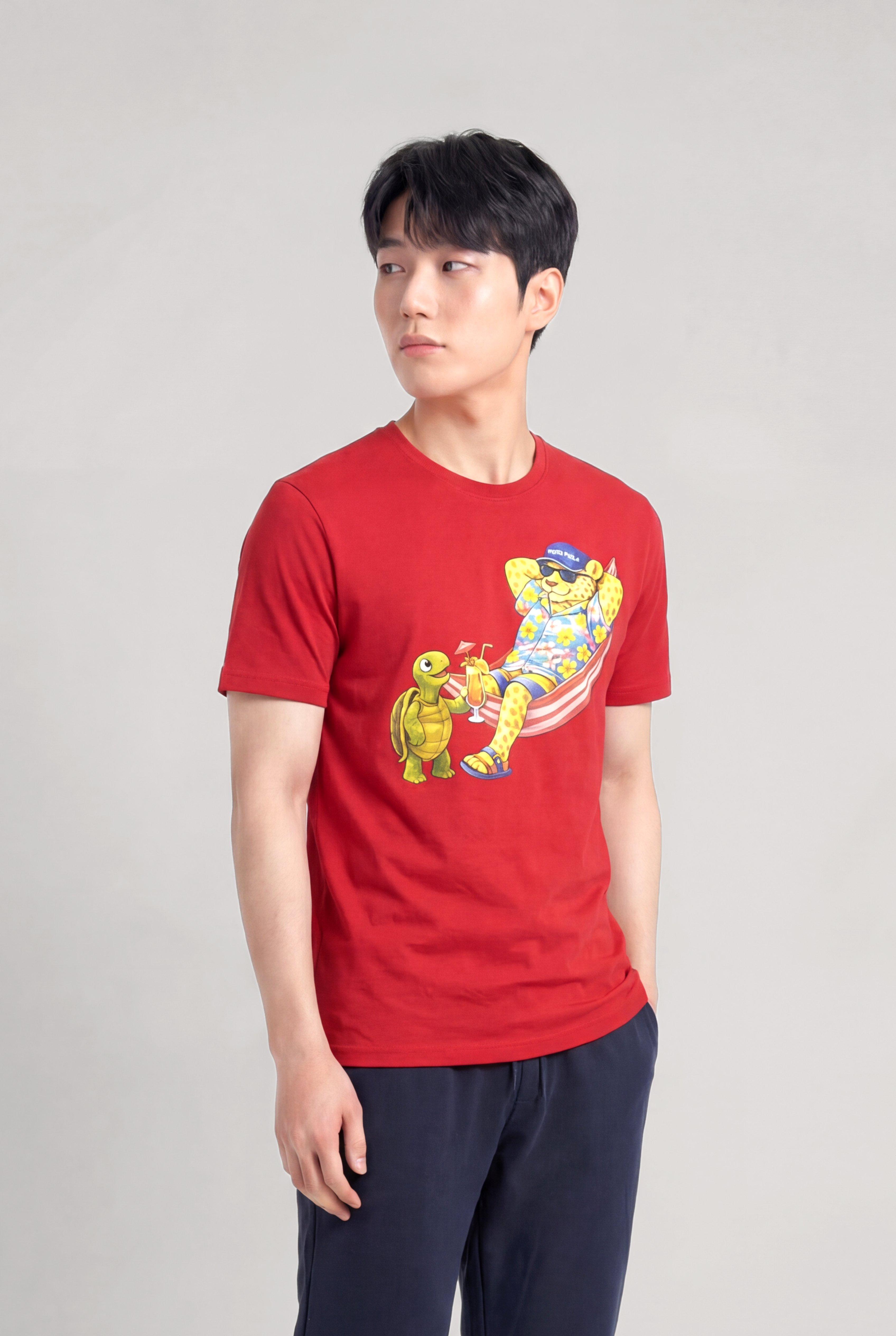 Jaguar Baskı Detaylı Bisiklet Yaka Regular Fit Erkek Kırmızı T-Shirt