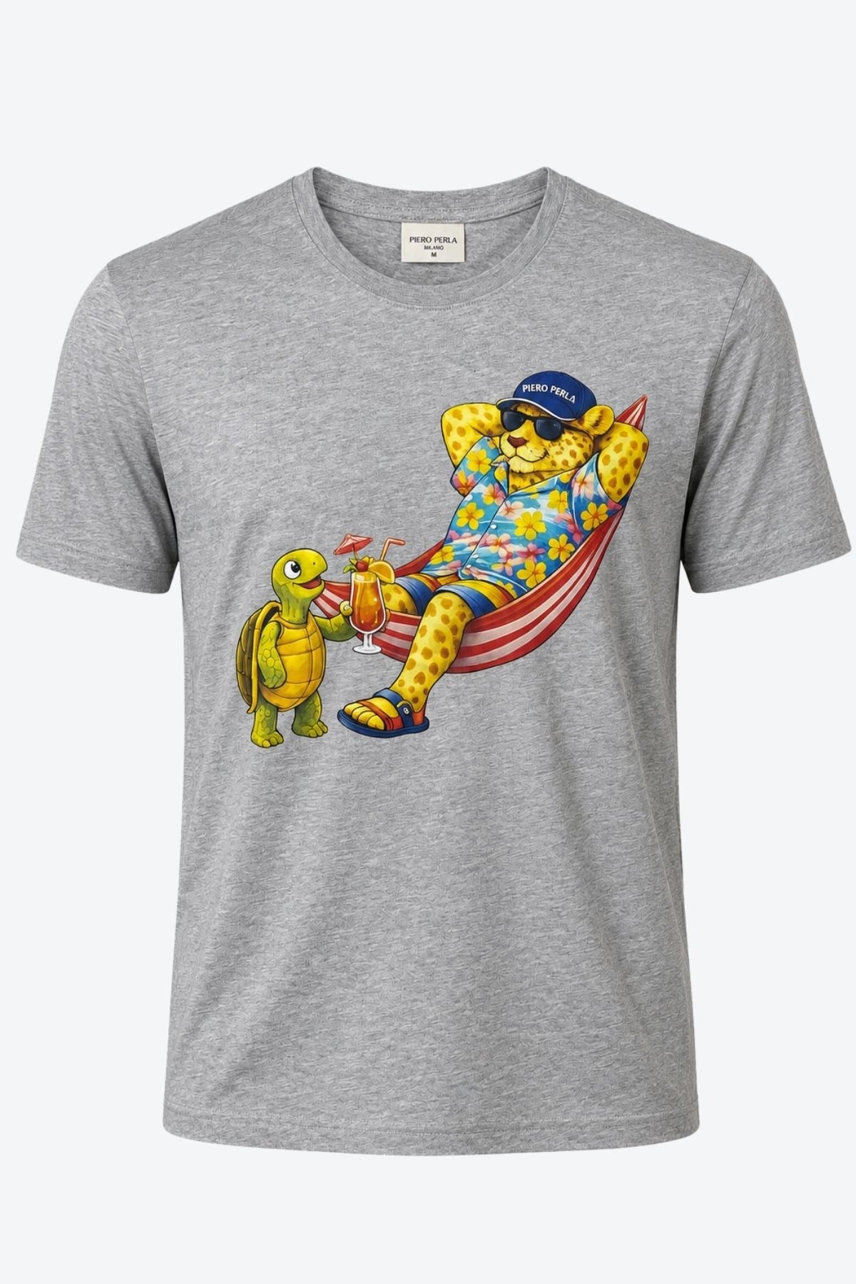 Jaguar Baskı Detaylı Bisiklet Yaka Regular Fit Erkek Gri T-Shirt