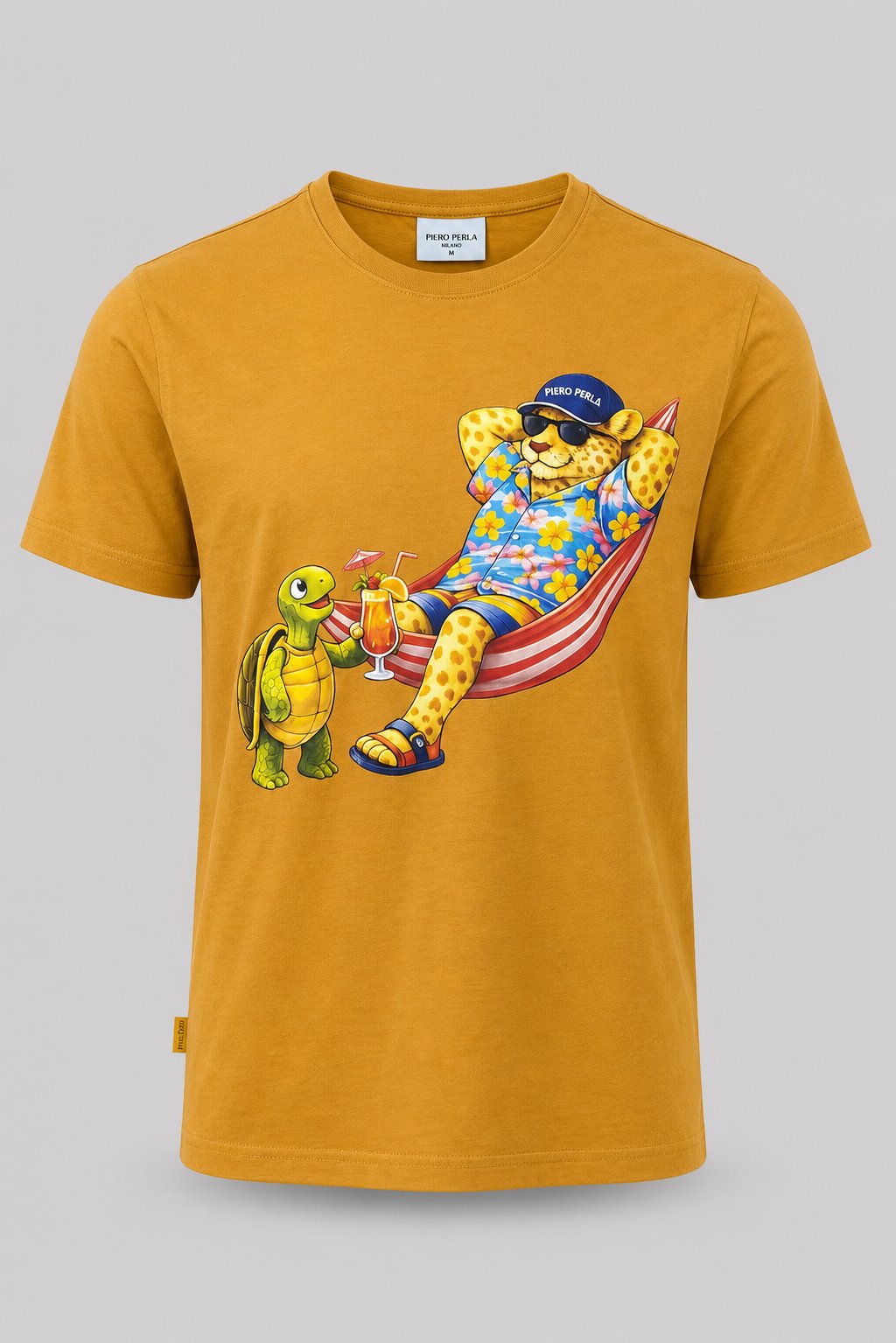 Jaguar Baskı Detaylı Bisiklet Yaka Regular Fit Erkek Hardal T-Shirt