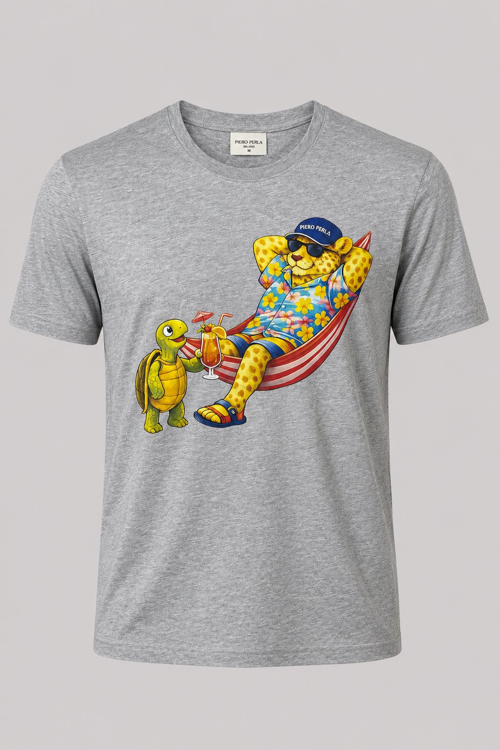 Jaguar Baskı Detaylı Bisiklet Yaka Regular Fit Erkek Gri T-Shirt
