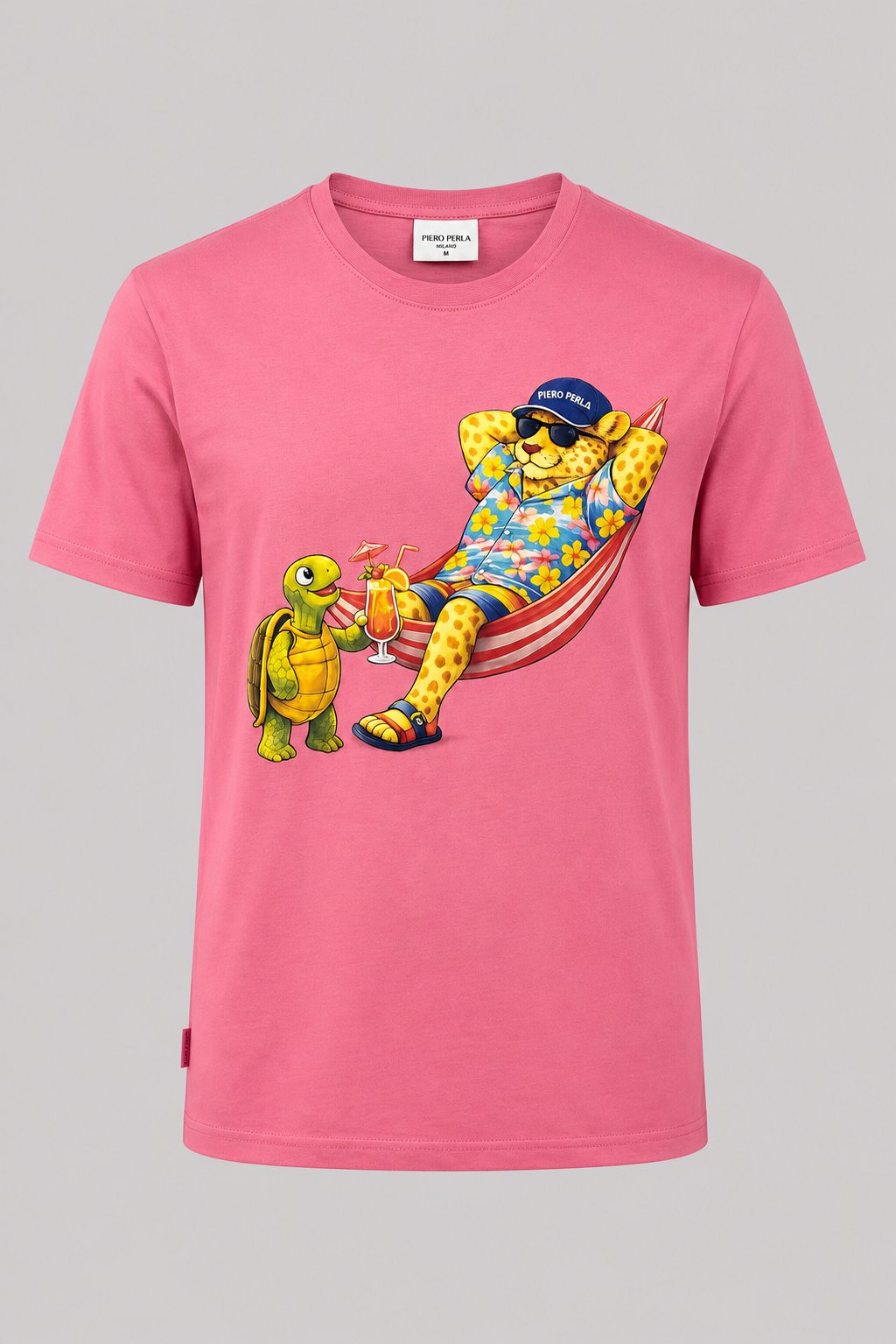 Jaguar Baskı Detaylı Bisiklet Yaka Regular Fit Erkek Pembe T-Shirt