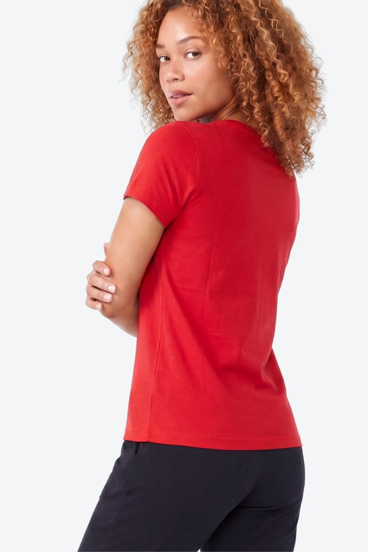 Jaguar Baskı Detaylı Bisiklet Yaka Slim Fit Kadın Kırmızı T-Shirt