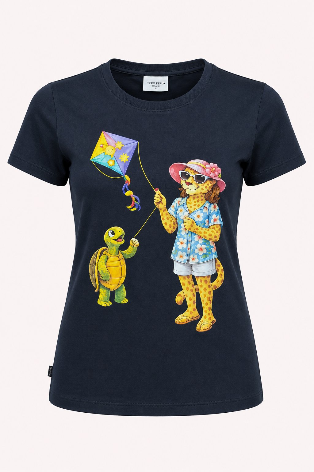 Jaguar Baskı Detaylı Bisiklet Yaka Slim Fit Kadın Siyah T-Shirt
