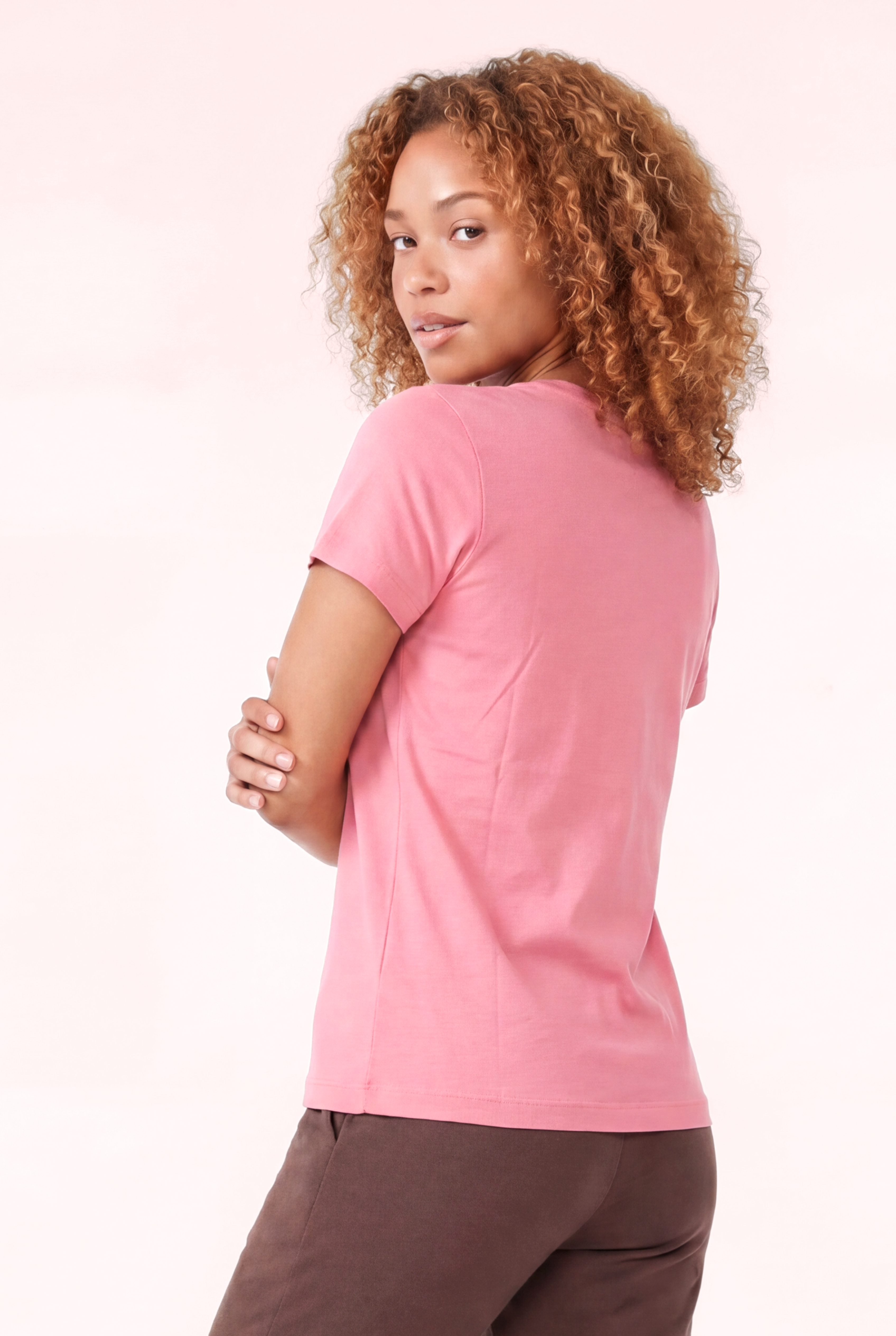 Jaguar Baskı Detaylı Bisiklet Yaka Slim Fit Kadın Pembe T-Shirt