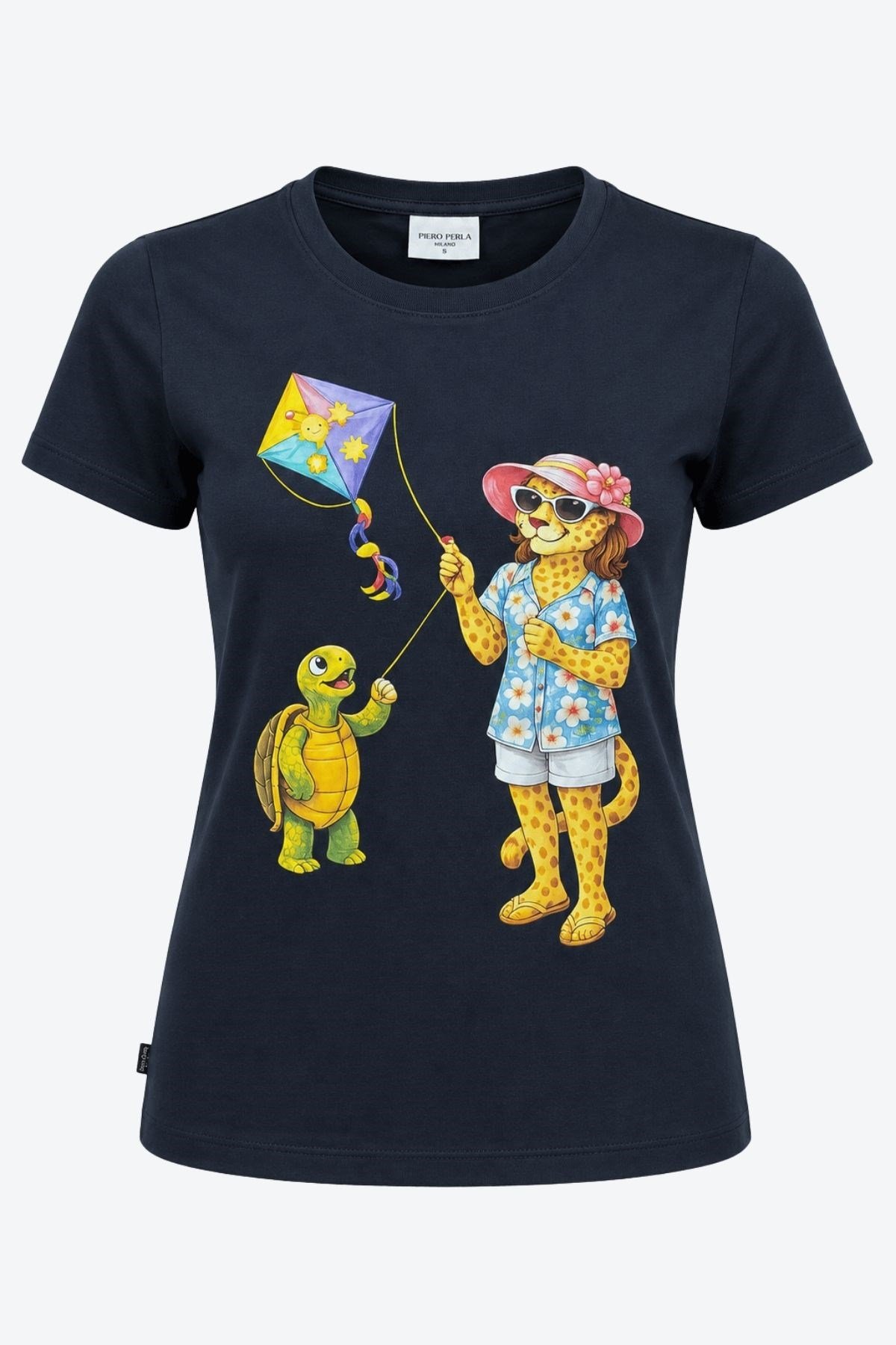 Jaguar Baskı Detaylı Bisiklet Yaka Slim Fit Kadın Siyah T-Shirt