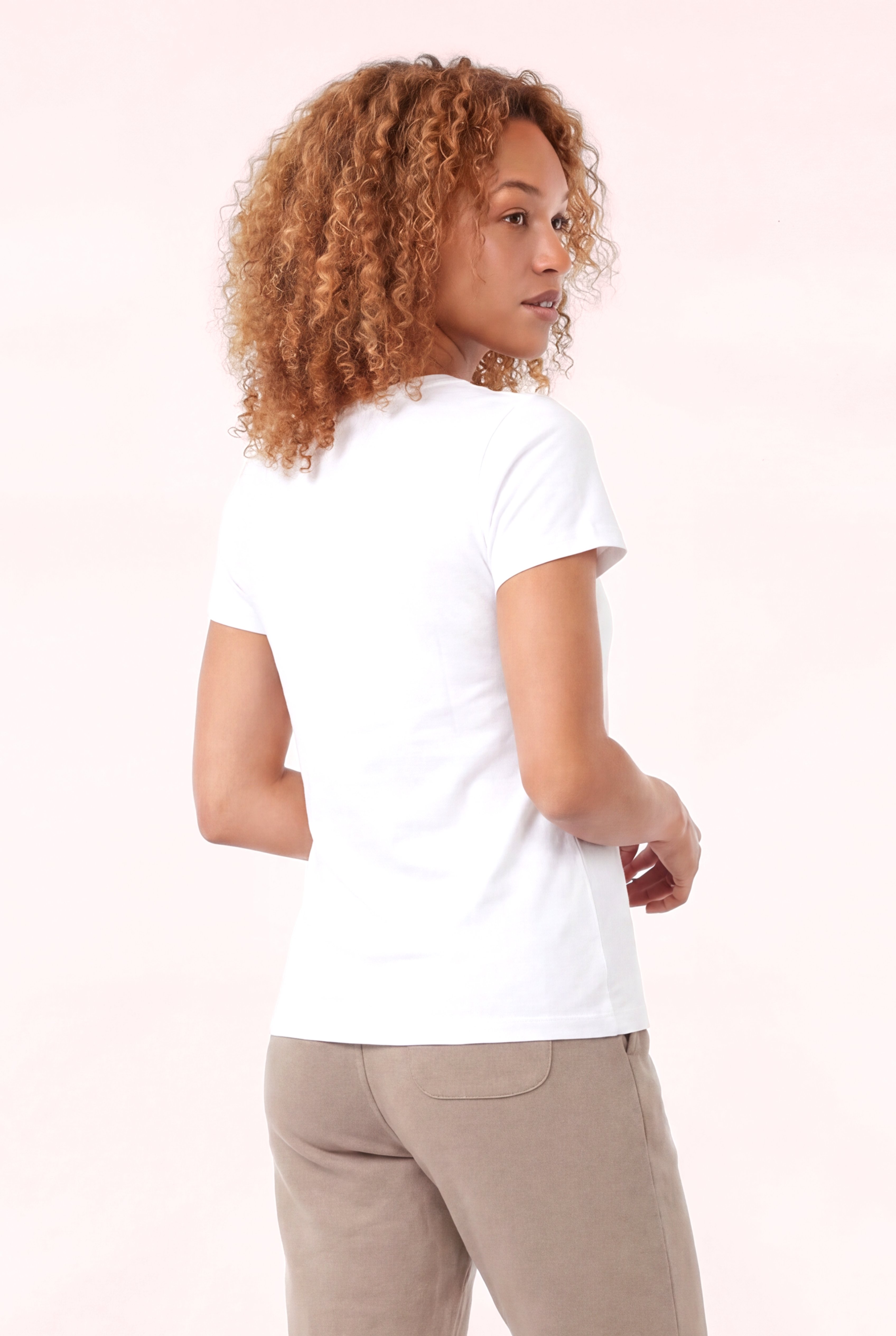 Jaguar Baskı Detaylı Bisiklet Yaka Slim Fit Kadın Beyaz T-Shirt