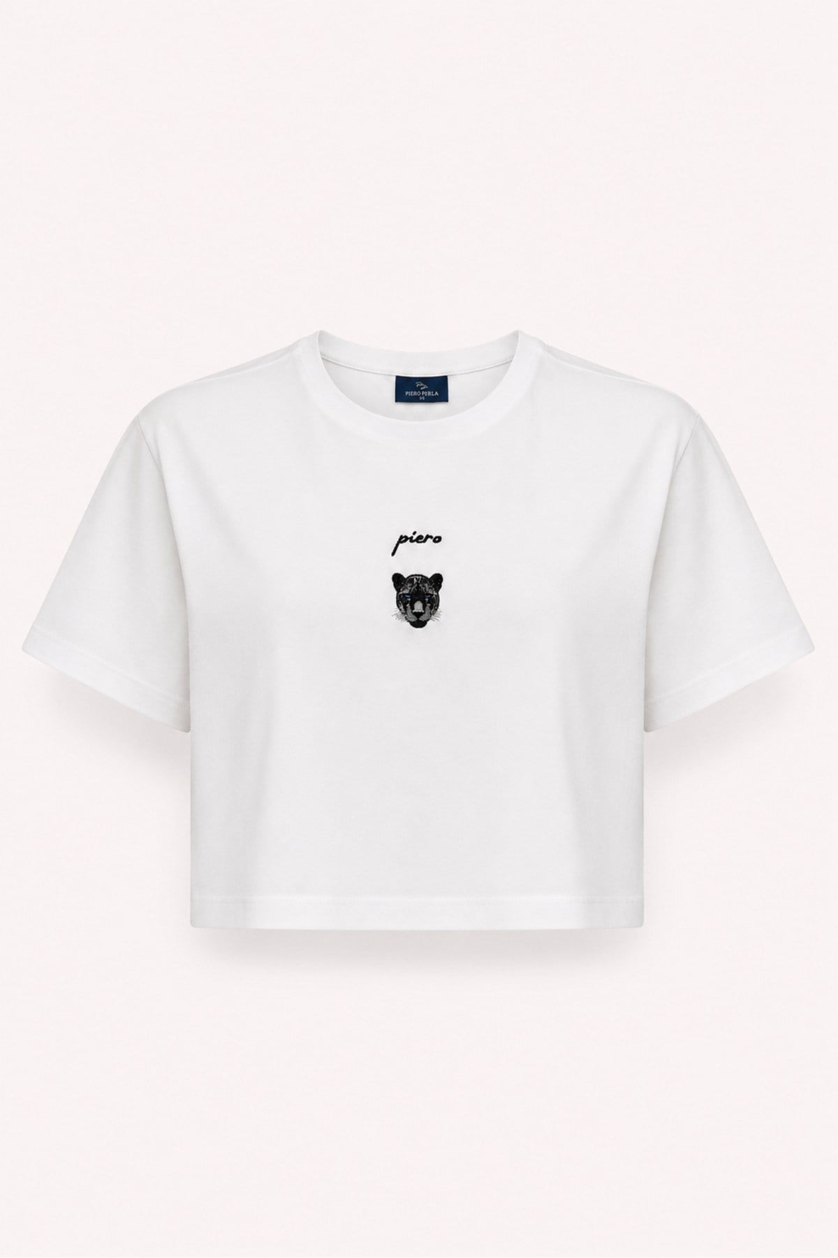 Kadın Örme Kısa Kol Crop Beyaz T-Shirt