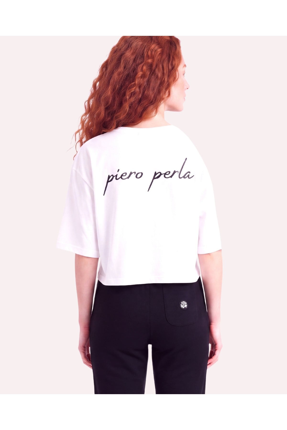 Kadın Örme Kısa Kol Crop Beyaz T-Shirt