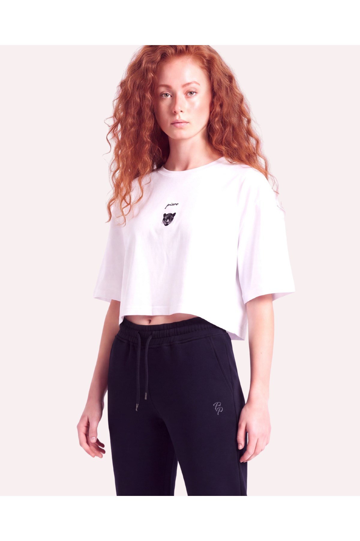 Kadın Örme Kısa Kol Crop Beyaz T-Shirt