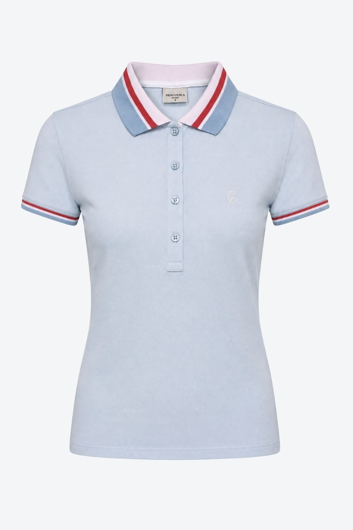 Kadın PP Eva Nakış Detaylı Ayaksız Yaka Slim Fit Polo Yaka T-Shirt