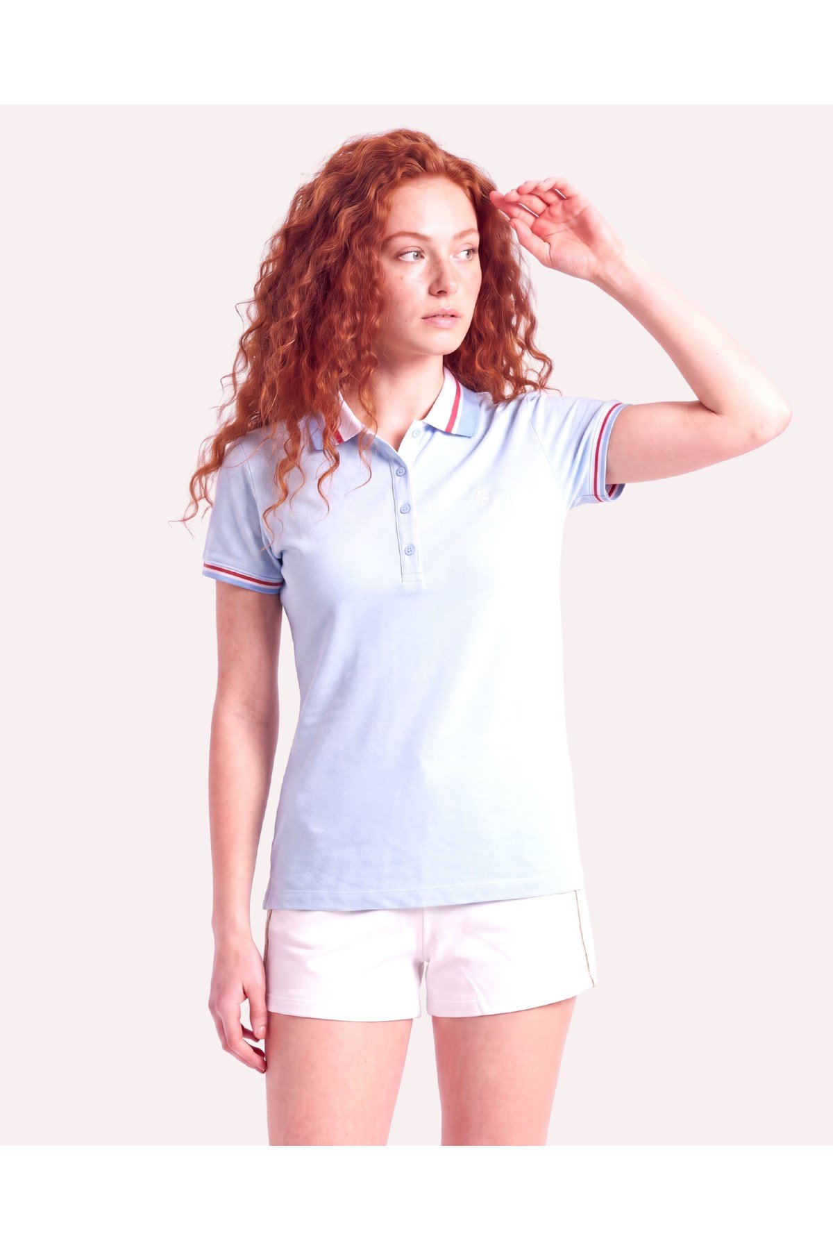 Kadın PP Eva Nakış Detaylı Ayaksız Yaka Slim Fit Polo Yaka T-Shirt
