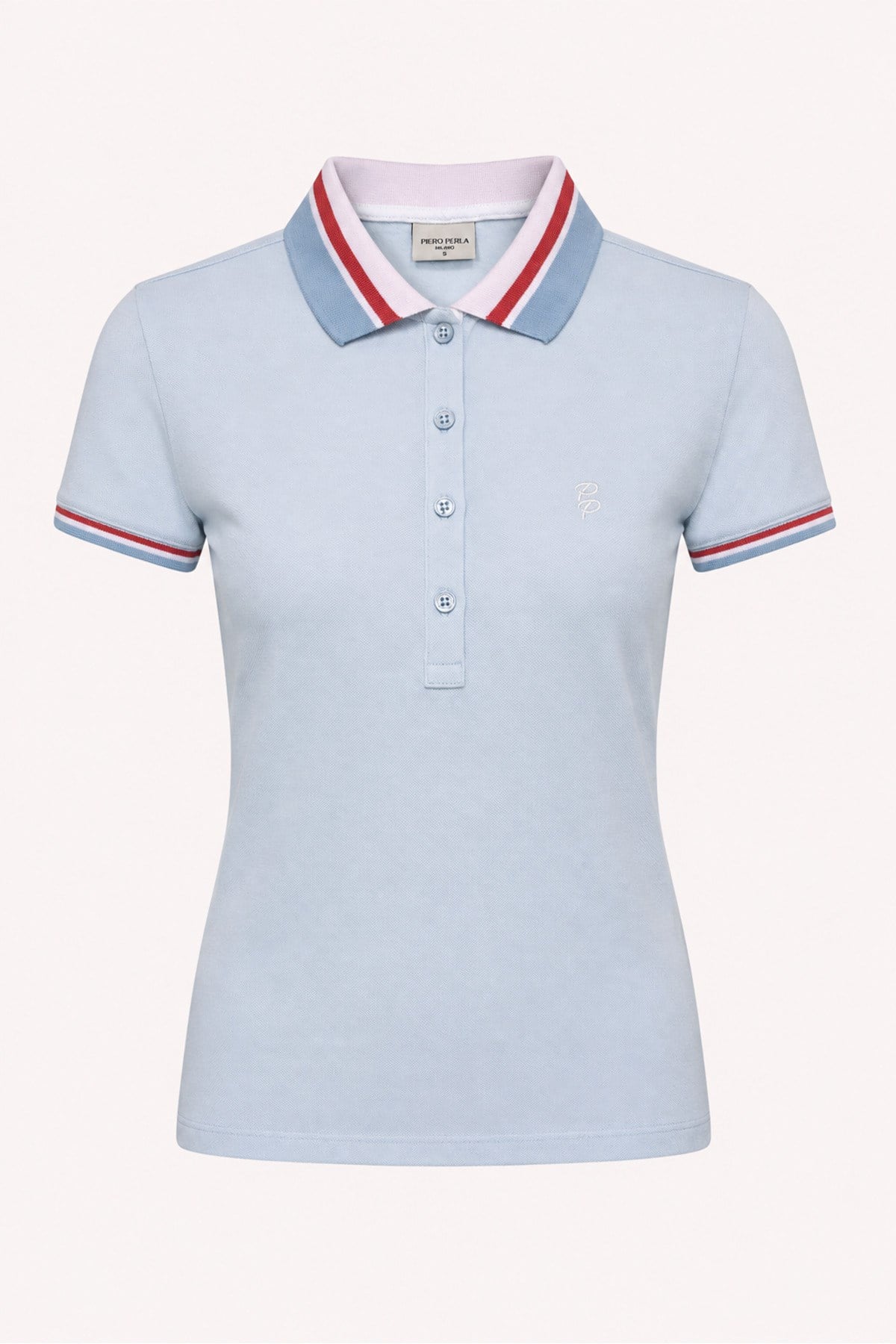 Kadın PP Eva Nakış Detaylı Ayaksız Yaka Slim Fit Polo Yaka T-Shirt