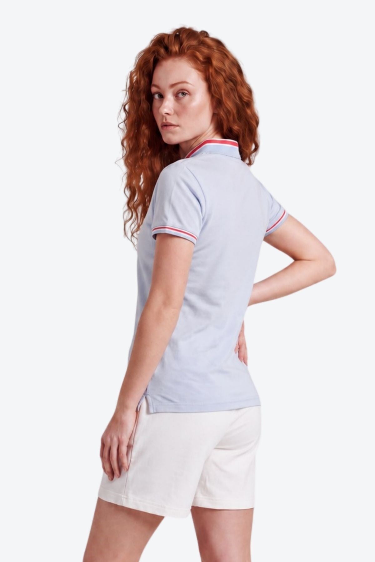 Kadın PP Eva Nakış Detaylı Ayaksız Yaka Slim Fit Polo Yaka T-Shirt