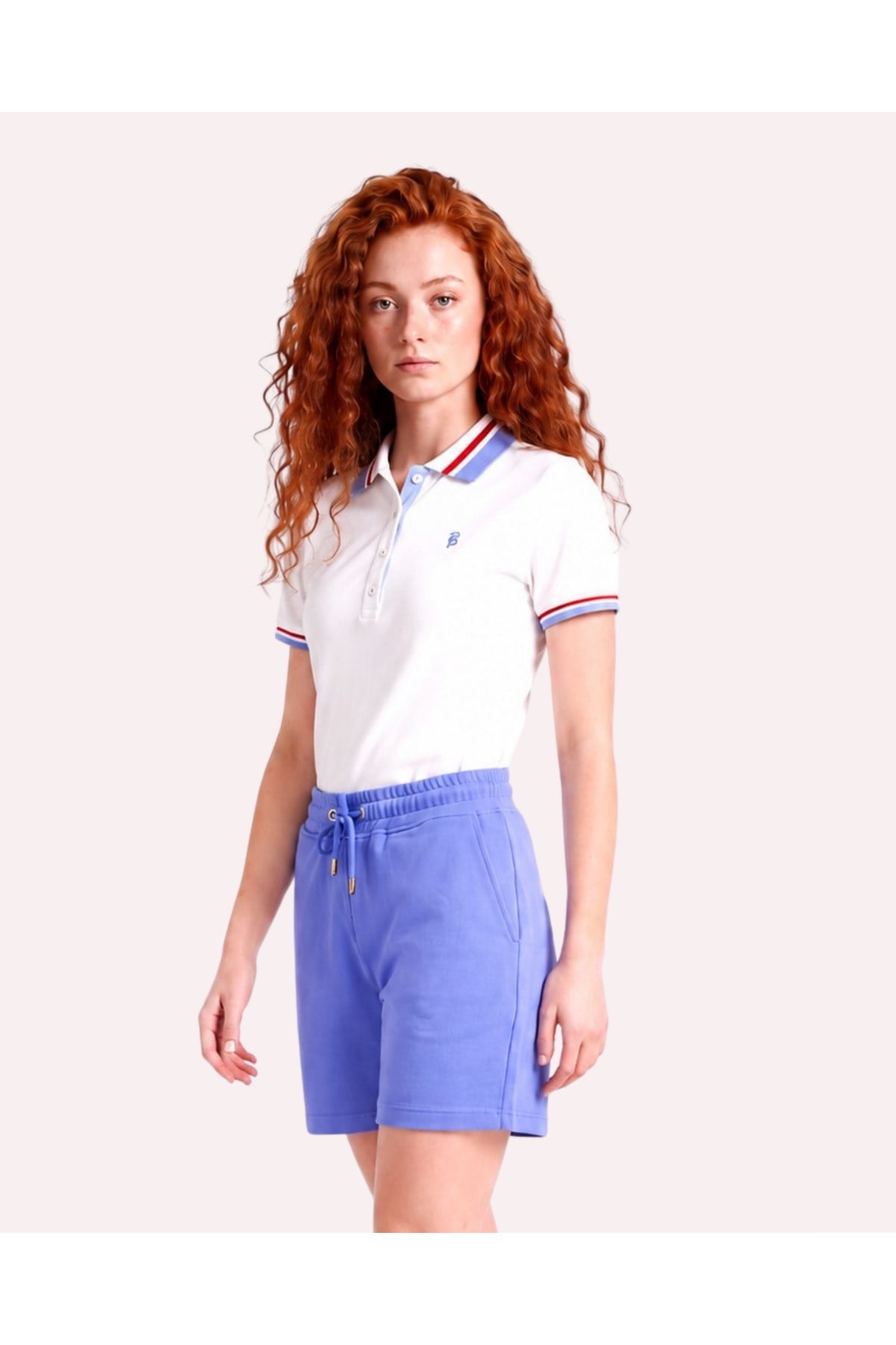 Kadın PP Eva Nakış Detaylı Ayaksız Yaka Slim Fit Polo Yaka T-Shirt